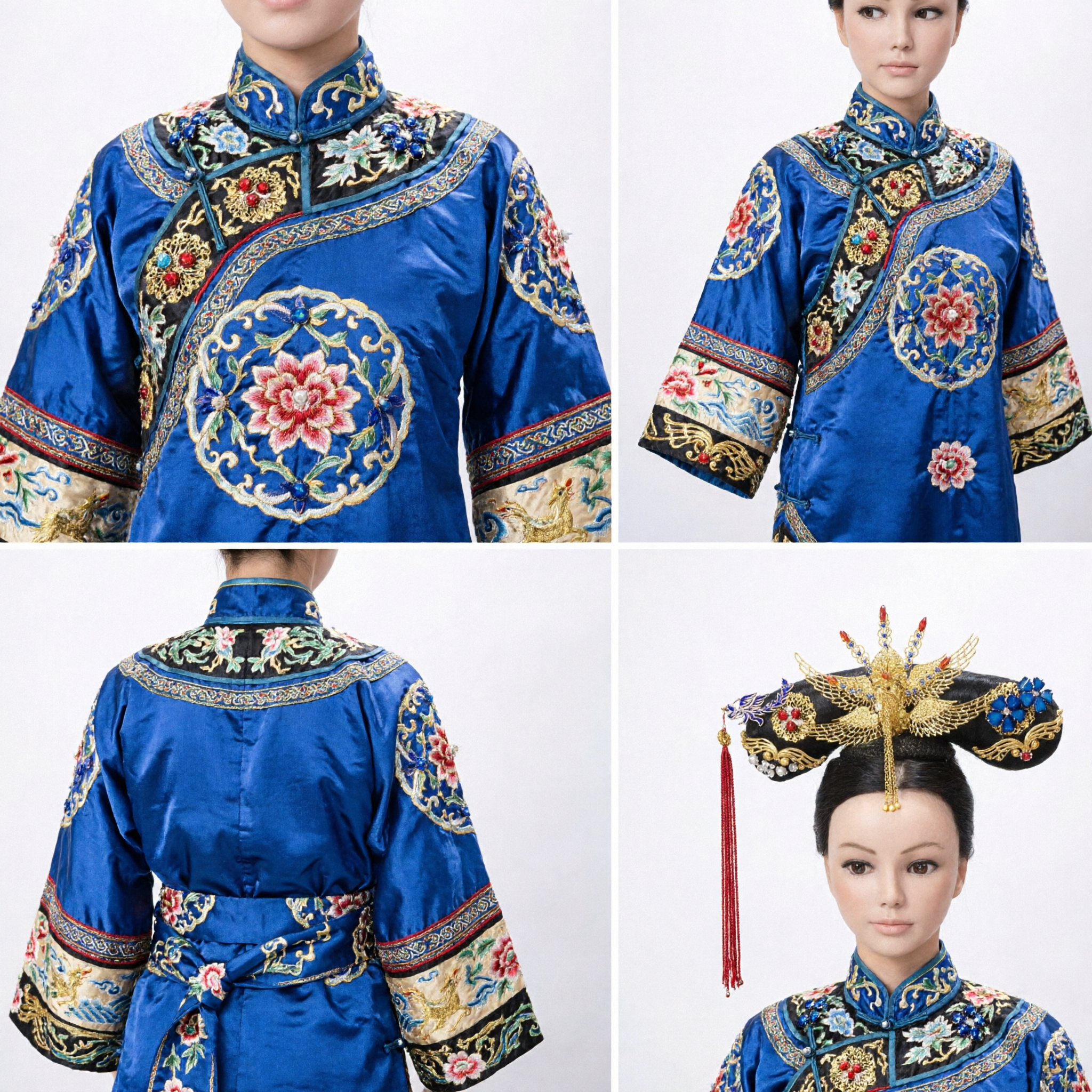 Древний китайский головной убор маньчжурской династии Цинь с золотым фениксом, традиционное украшение для прически императрицы для косплея - Asian Costume