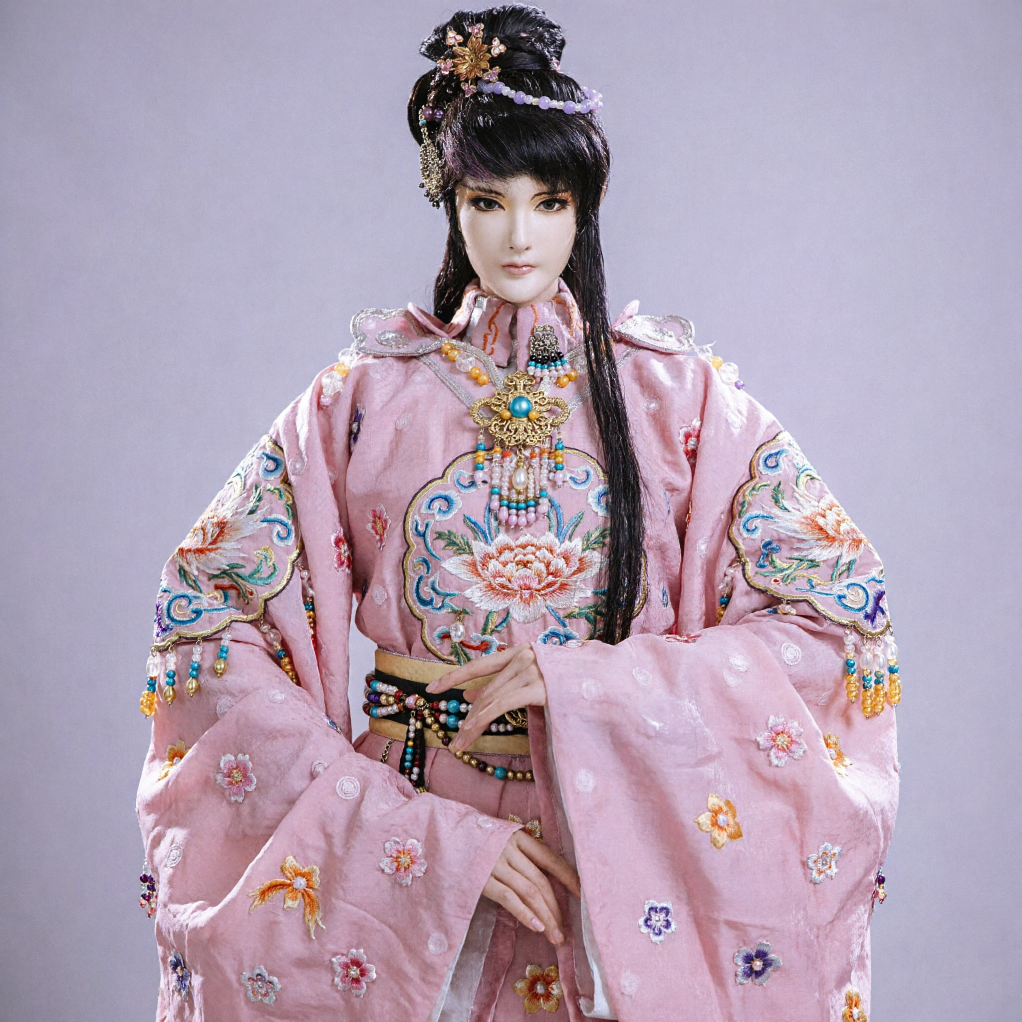 Set Parrucca Antico Stile Cinese e Gioielli per Capelli per Bambola BJD, Accessori Cosplay Hanfu - Asian Costume
