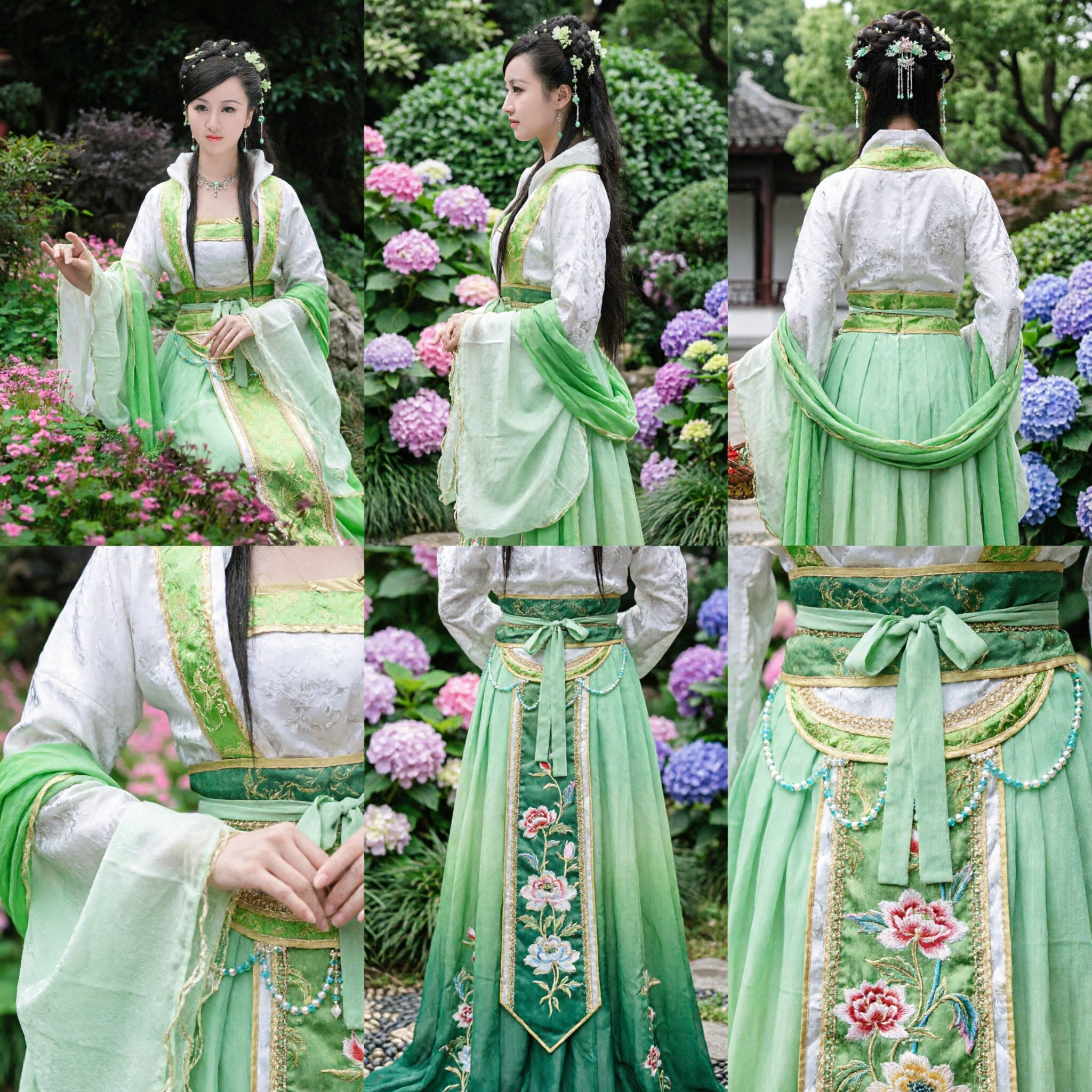 Hanfu Verde Elegante Conjunto Completo de Traje Tradicional Chinês Antigo de Fada para Mulheres Cosplay e Performance - Asian Costume