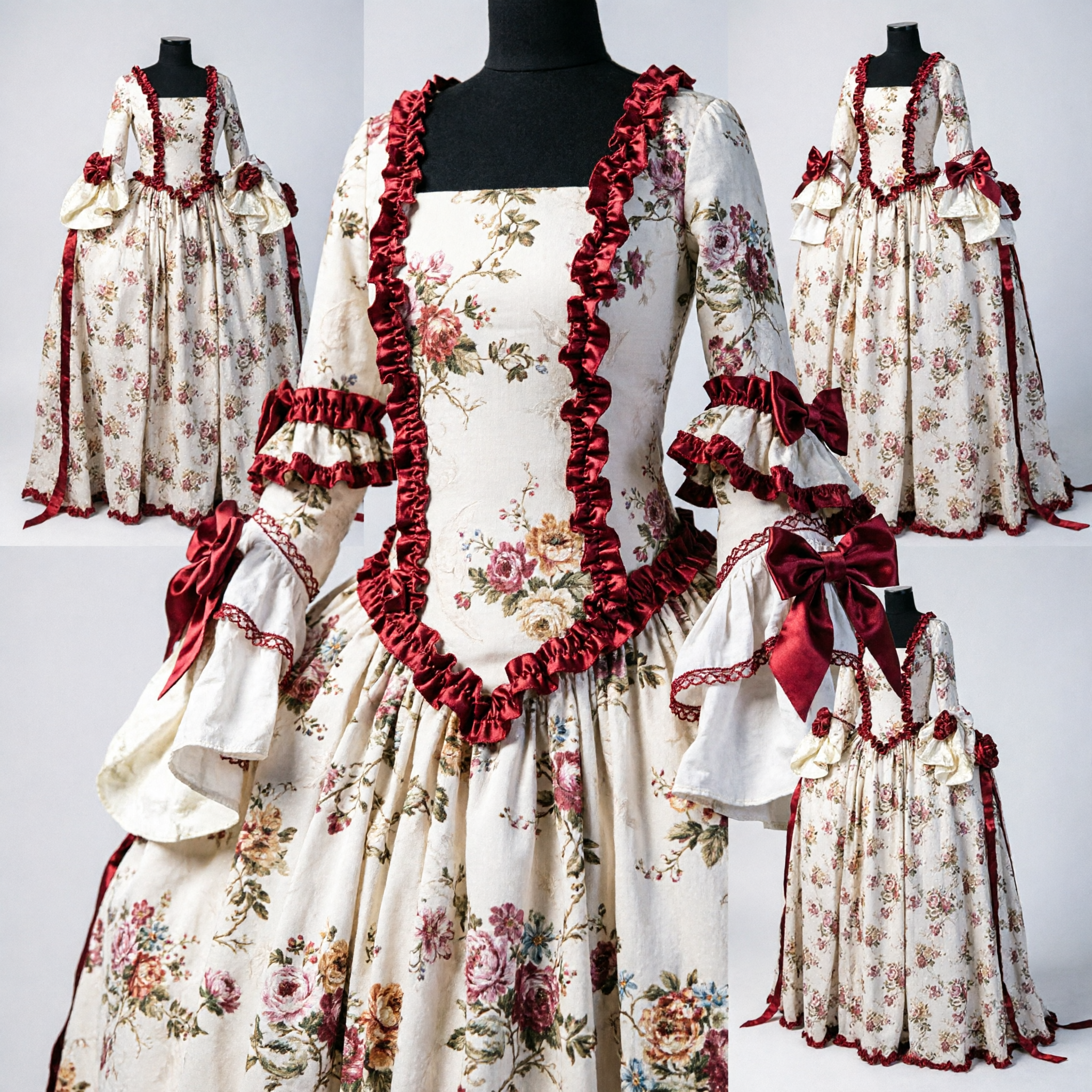 Robe de bal Rococo Marie-Antoinette à motifs floraux du 18e siècle, costume historique pour cosplay et théâtre - Asian Costume