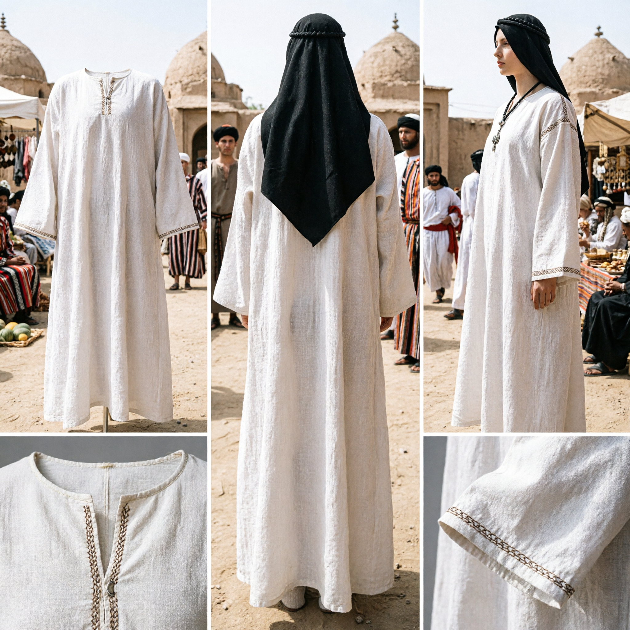 Unisex-Biblisches Jesus-Kostüm, langes Leinengewand für religiöse Stücke, historisches Reenactment, Mönchsoutfit - Asian Costume