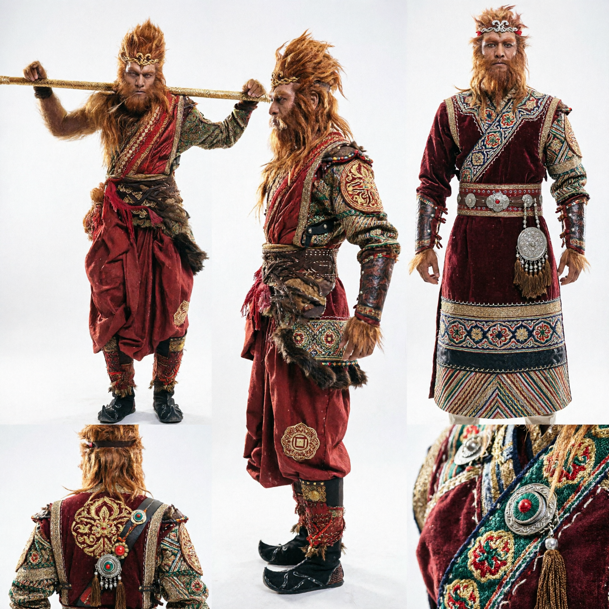 Premium Sun Wukong Affenkönig Krieger-Kostüm für Herren Halloween-Party Reise nach Westen Cosplay - Asian Costume