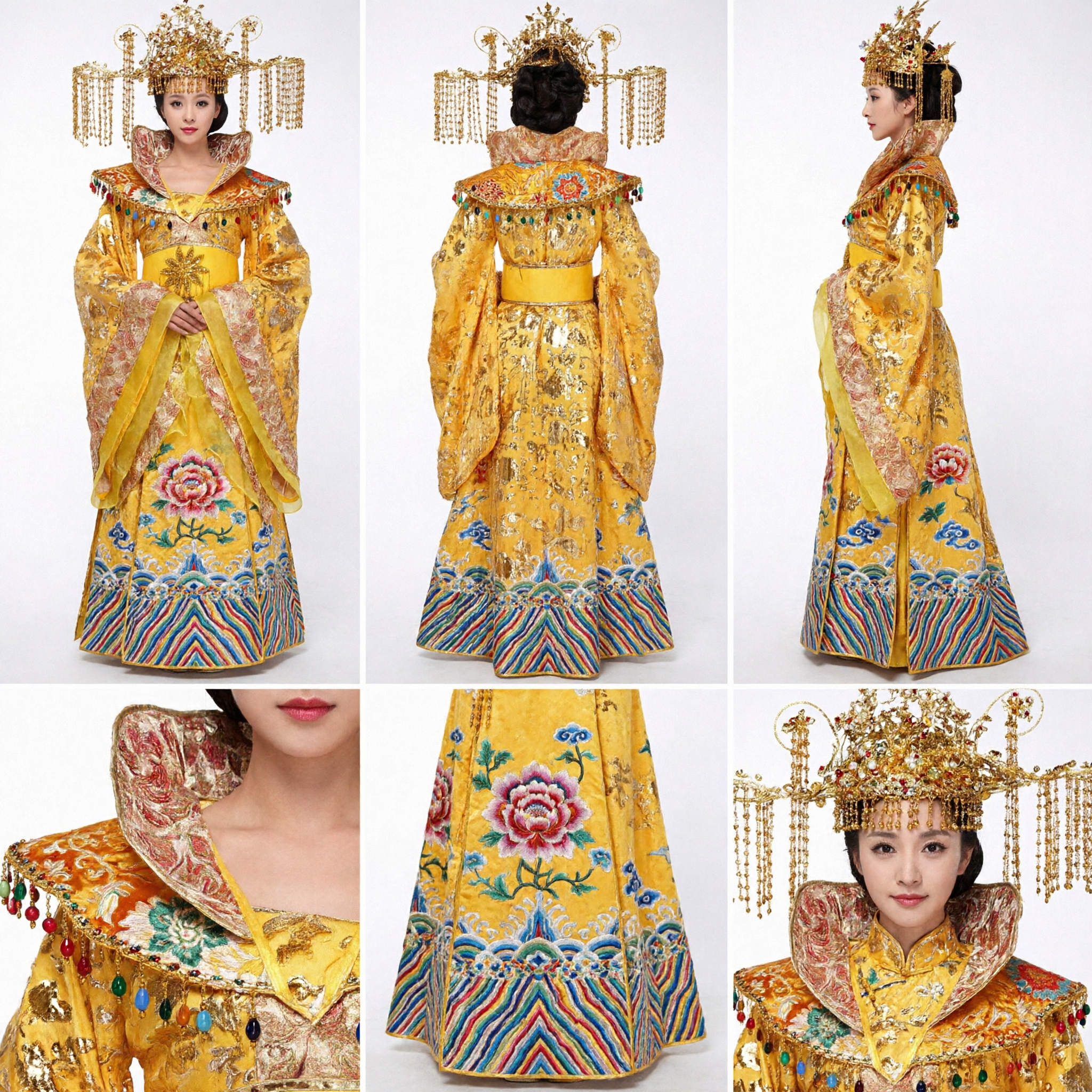 Costume d'Impératrice Chinoise Ancienne, Robe Royale Traditionnelle Hanfu pour Femmes avec Coiffure Élaborée pour Spectacles - Asian Costume