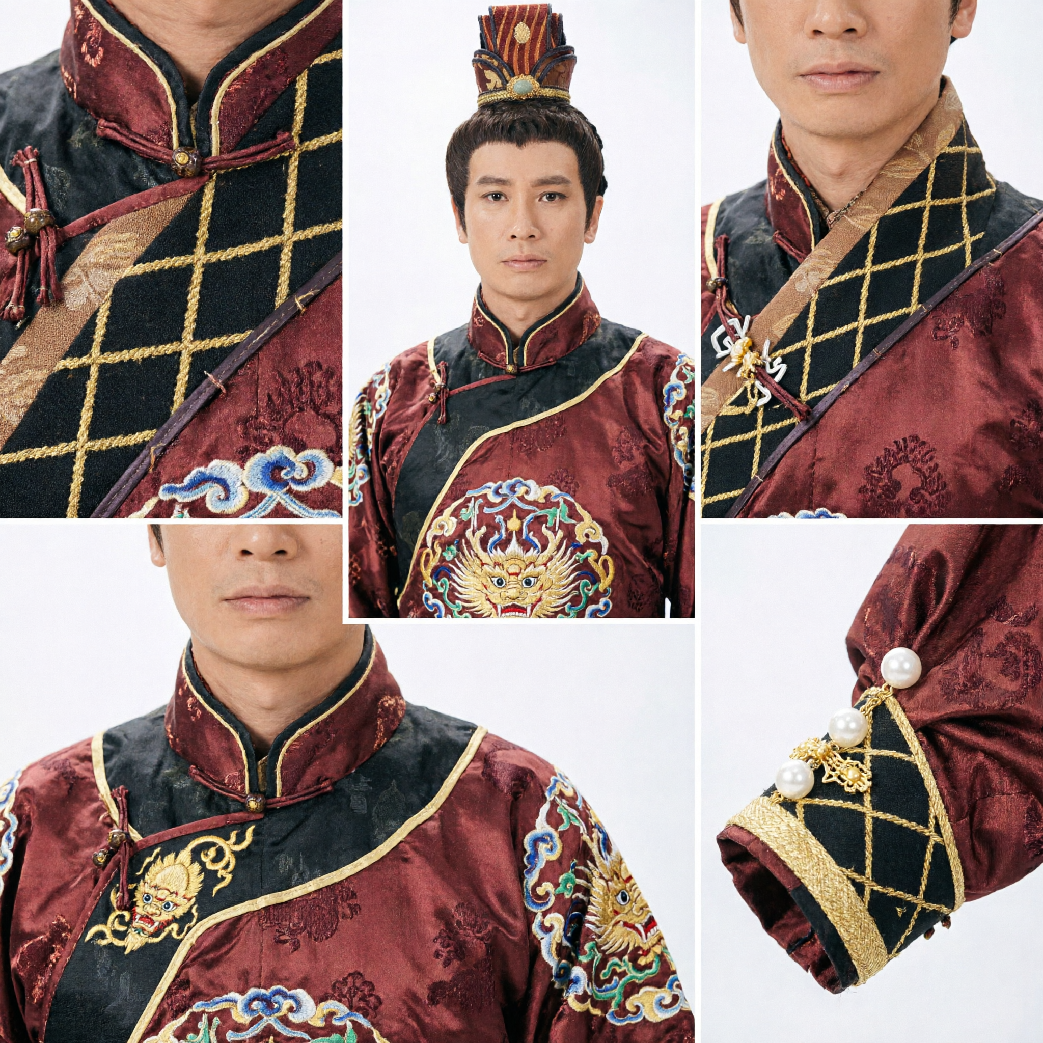 Peruca Masculina Chinesa Antiga Hairpiece Hanfu Tradicional Coque Topknot para Cosplay de Drama de Época - Asian Costume
