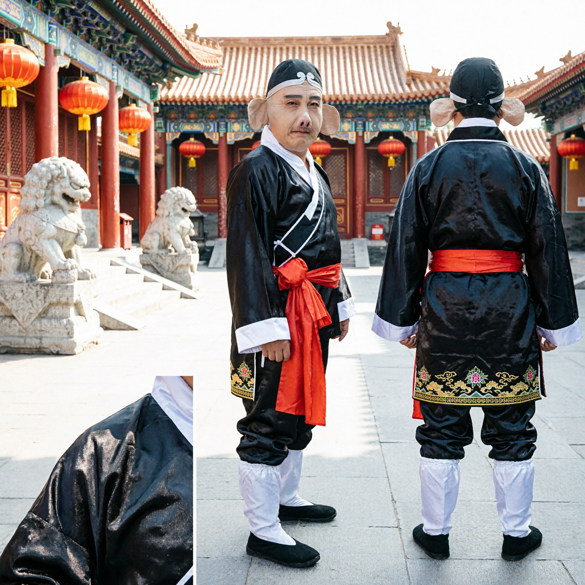 زي شخصية تشو باجي البالغ (خنزيري) - زي تنكر تقليدي صيني من رحلة إلى الغرب مع قناع ومشطوف - Asian Costume