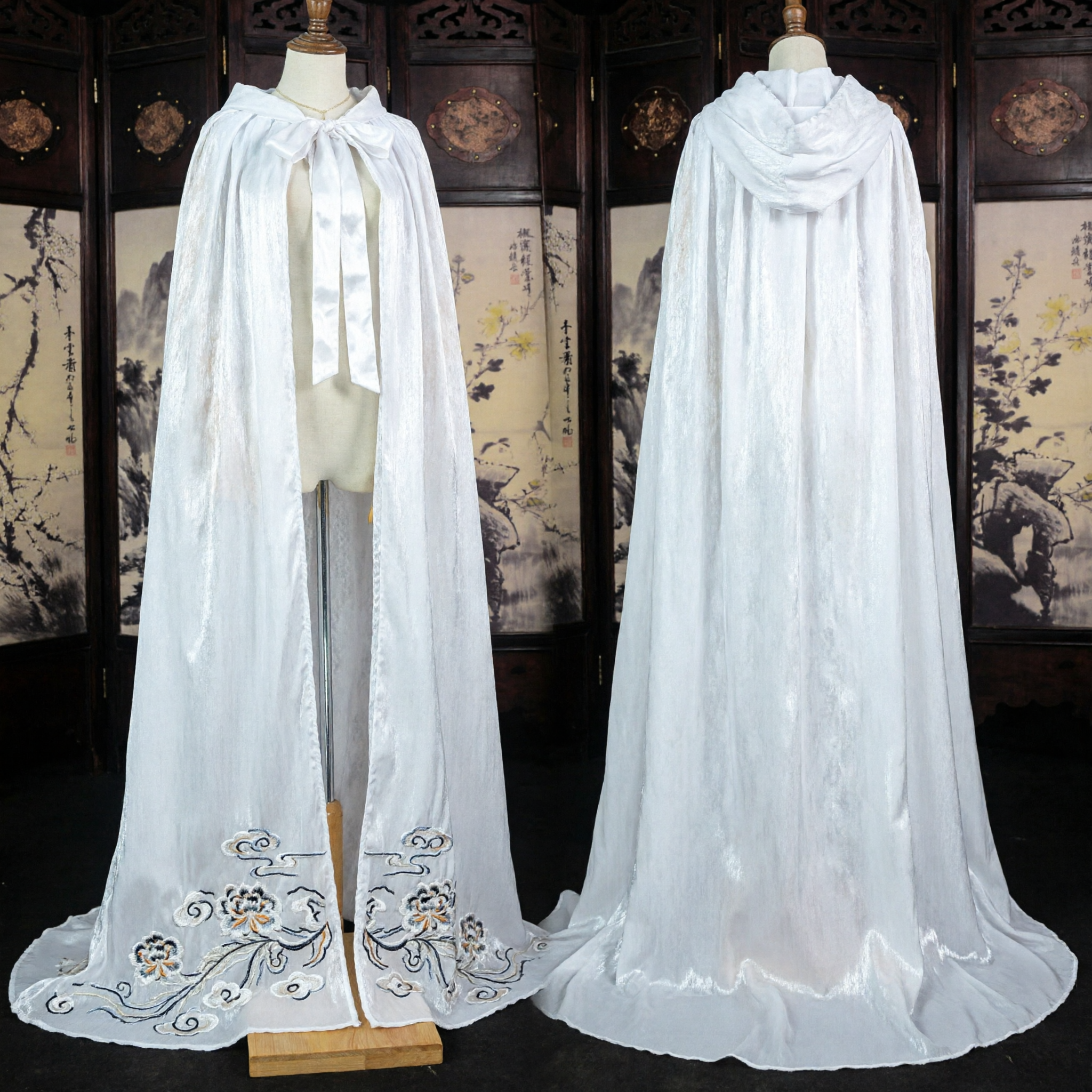 Cappa Elegante Bianca per Hanfu, Accessorio per Costumi Antichi Tradizionali Cinesi per Cosplay e Fotografia Femminile - Asian Costume
