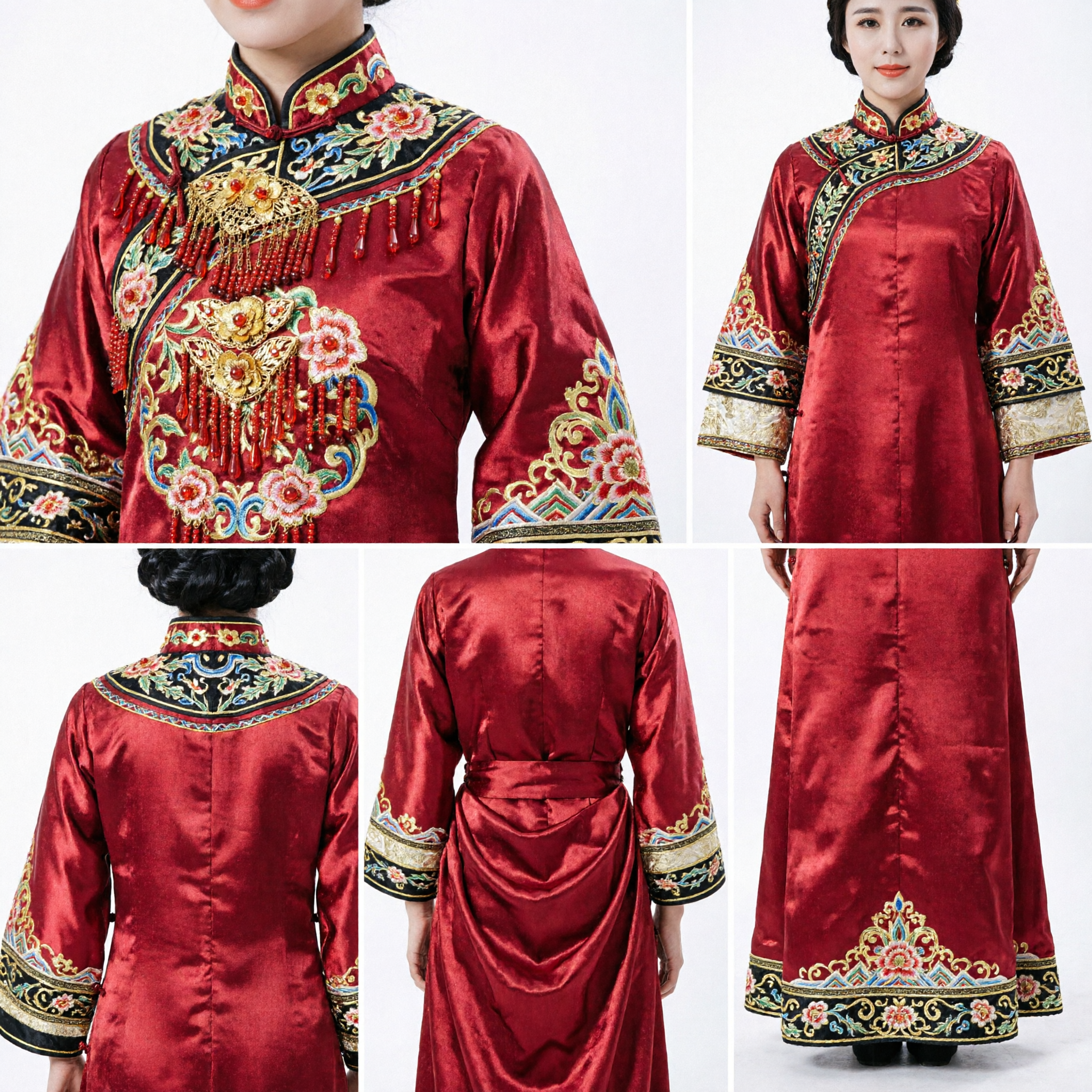 Elegant Traditioneel Chinees Goud Filigraan Haarkroon met Rode Kwasten Oud Paleisstijl Bruiloftshoofdtooi voor Bruiden - Asian Costume