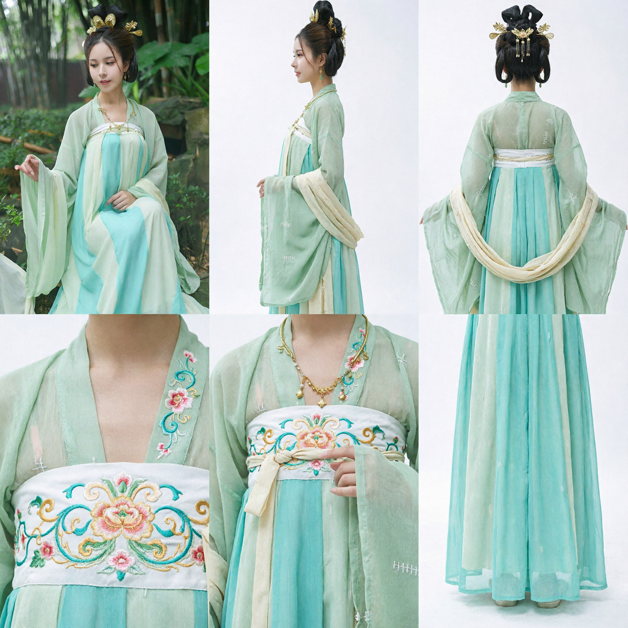 Costume Hanfu traditionnel chinois, robe de fée ancienne vert clair, ensemble Ruqun style Tang pour femmes cosplay - Asian Costume