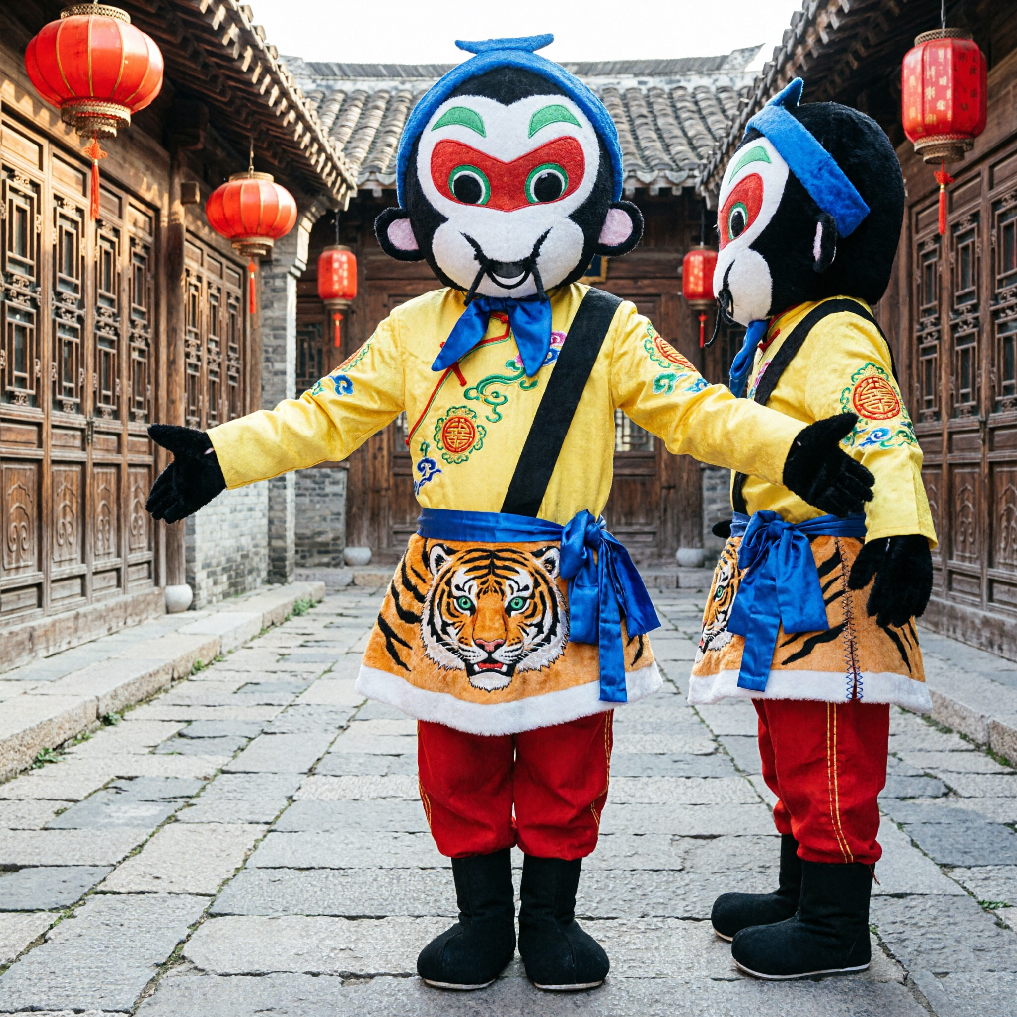 Traditionelles Chinesisches Sun Wukong Affenkönig-Maskottchen-Kostüm Erwachsenengröße Gelbes Outfit für Feste und Paraden - Asian Costume