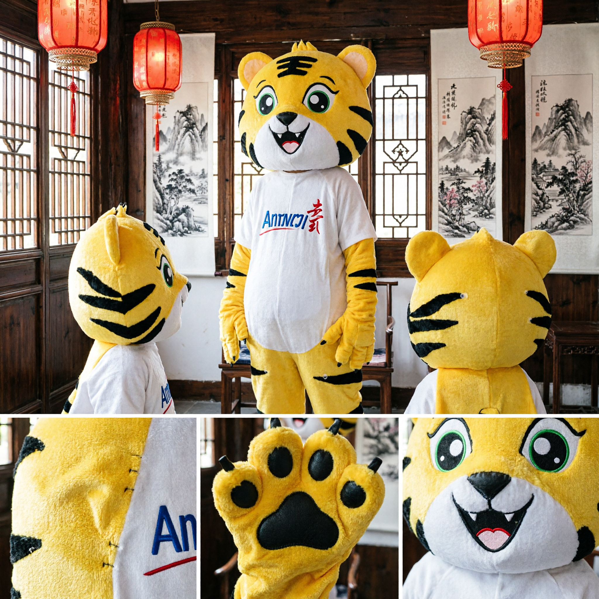 Costume de mascotte tigre jaune adulte - Combinaison de personnage animal en peluche pour fêtes, événements, défilés et promotions - Asian Costume