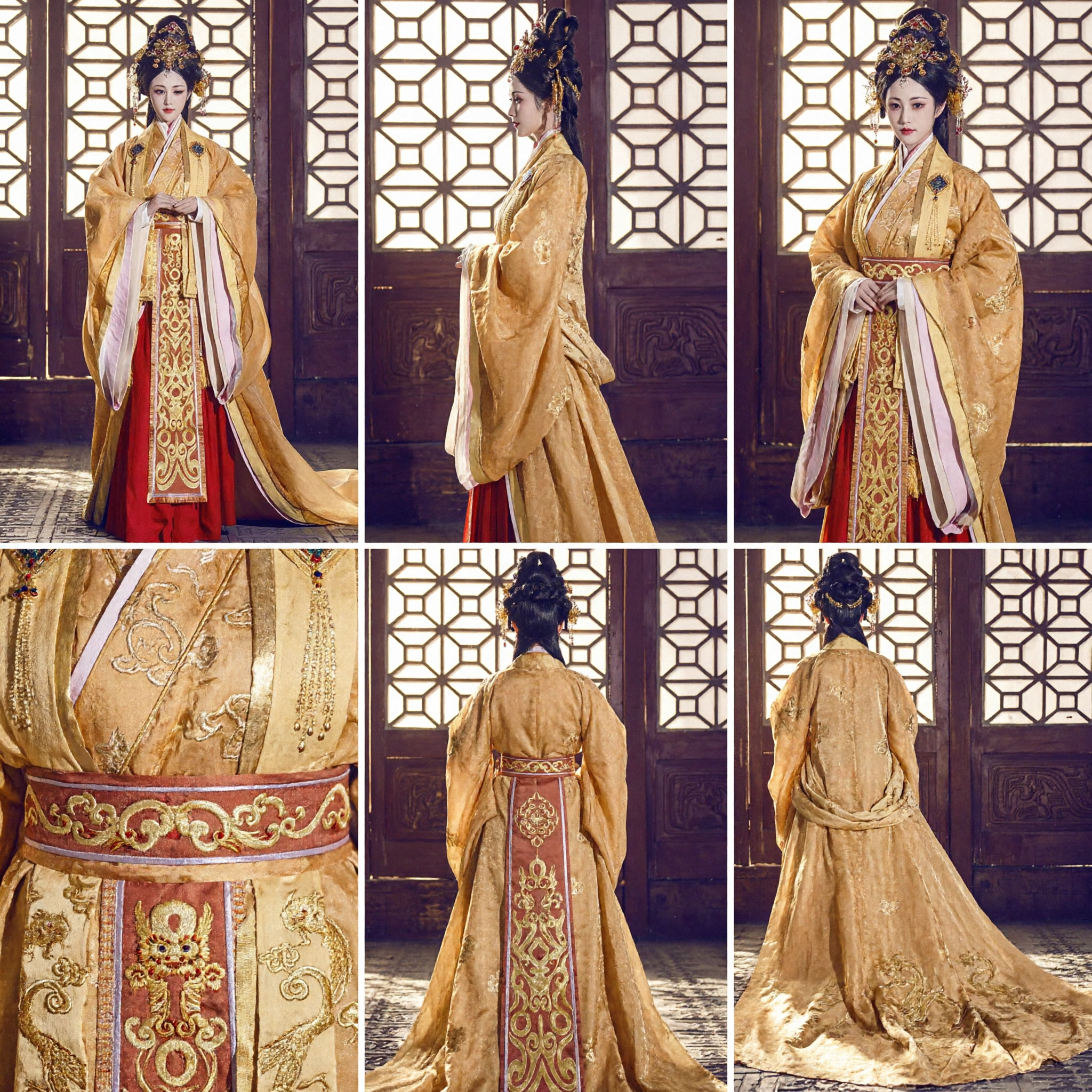 Traje de Imperatriz Hanfu Imperial Chinês Antigo para Mulheres Veste Bordada a Ouro Vestido Tradicional para Performance e Cosplay - Asian Costume