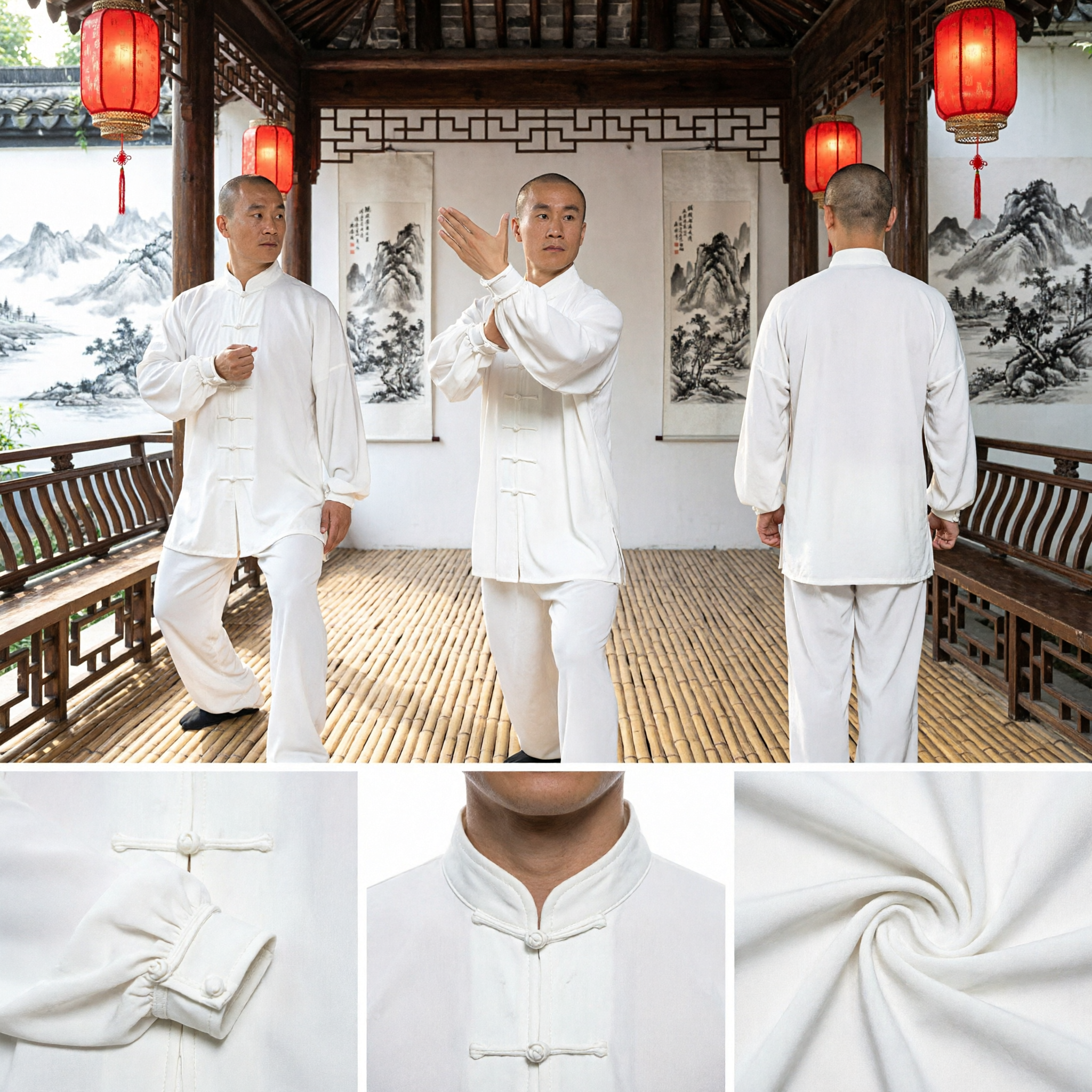 Mannen Wit Traditionele Chinese Tai Chi Uniform Kung Fu Pak Martial Arts Katoen Linnen Trainingskostuum - Asian Costume