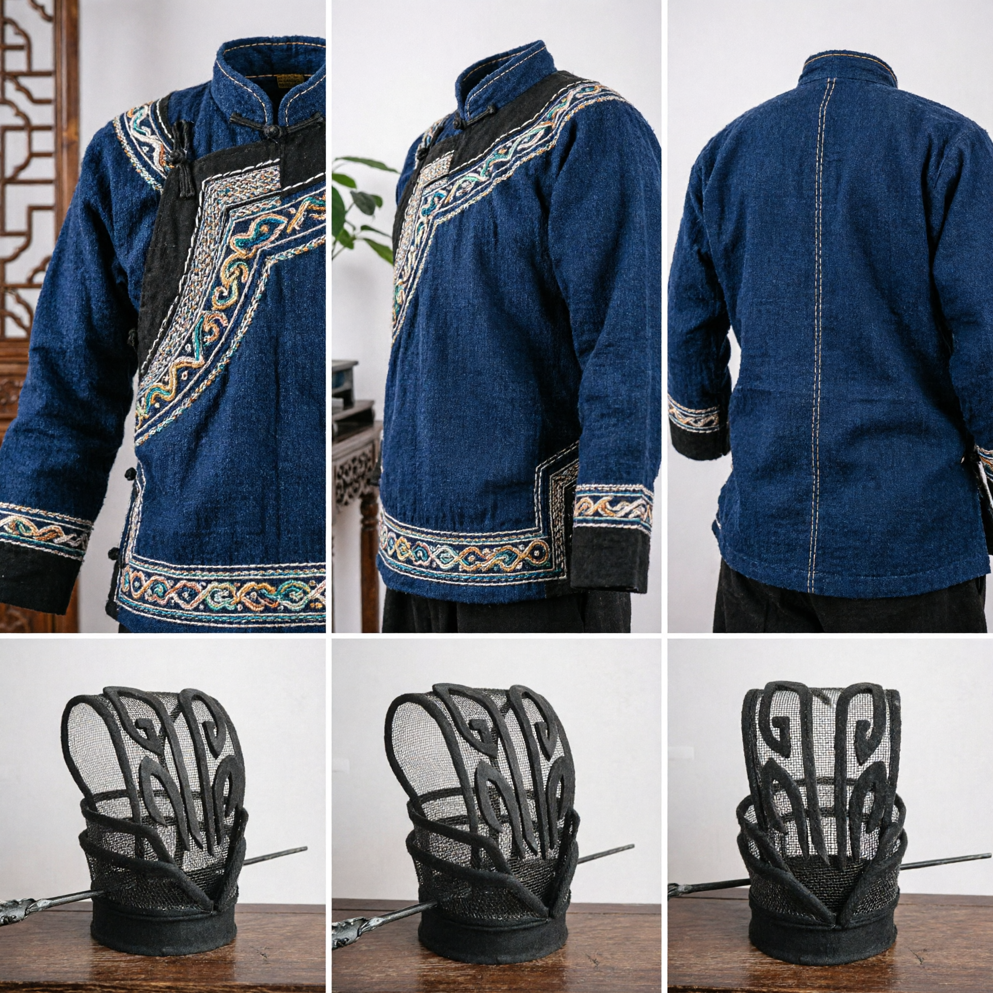 Traditional Chinese Peking Opera Black Mesh Headpiece Ancient Scholar Hat Frame Costume Accessory for Men - Asian Costume