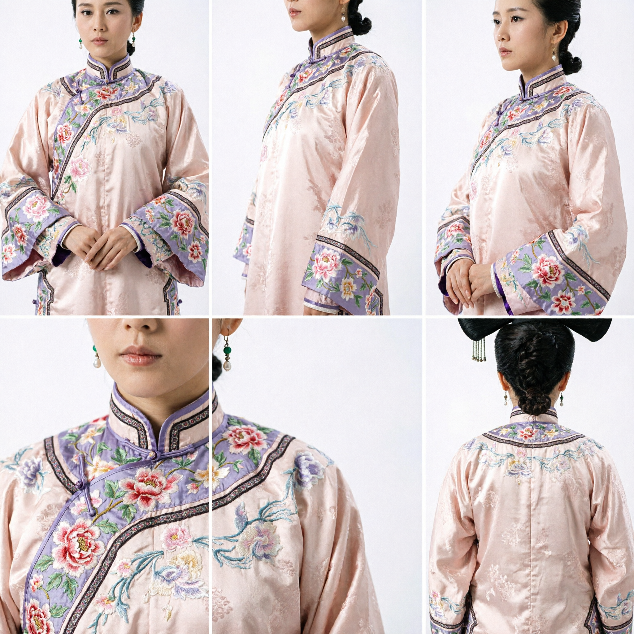 Accessoires capillaires de dame du palais mandchou de la dynastie Qing chinoise traditionnelle - Grande coiffe florale pour costume ancien - Asian Costume