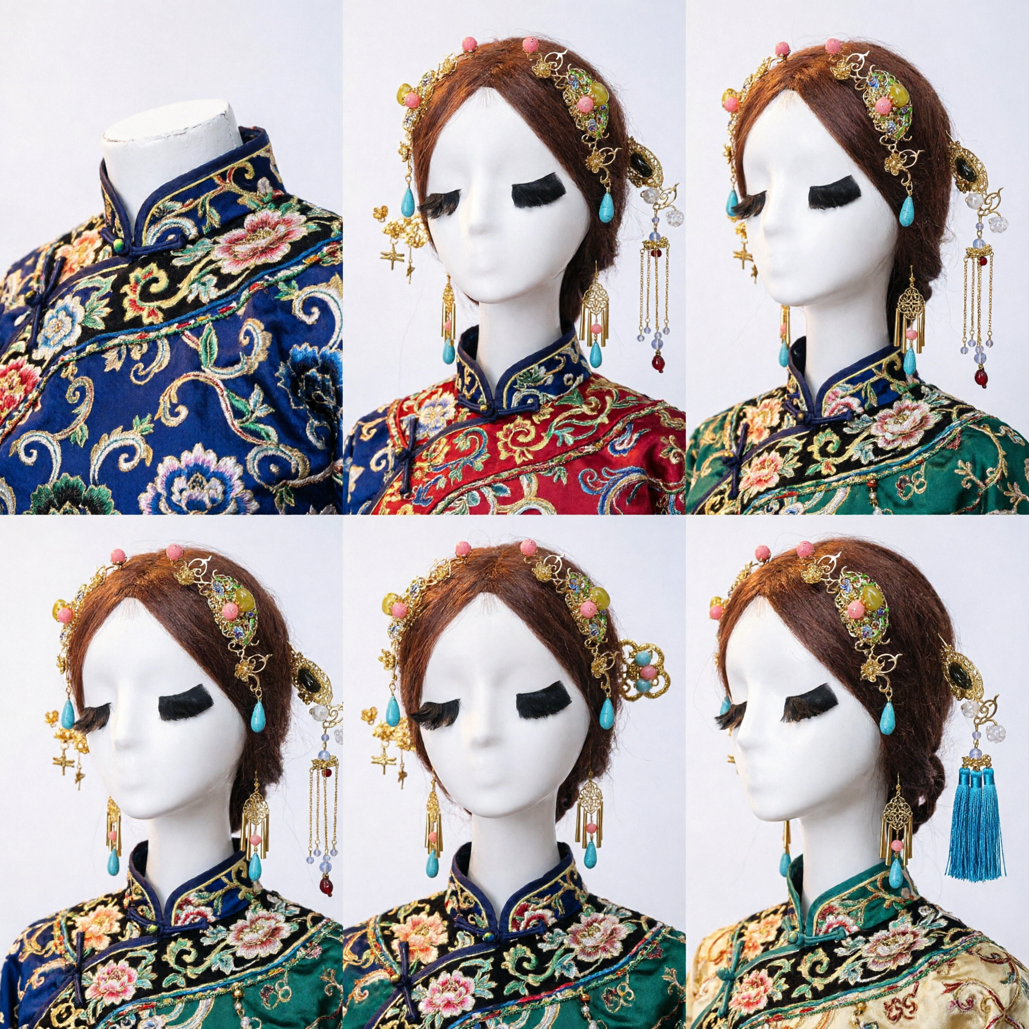 Traditionelle chinesische Hanfu-Haarschmuck, antike Prinzessinnenkrone-Kopfstück, goldener Schmucksatz mit Quasten für Hochzeits-Cosplay - Asian Costume