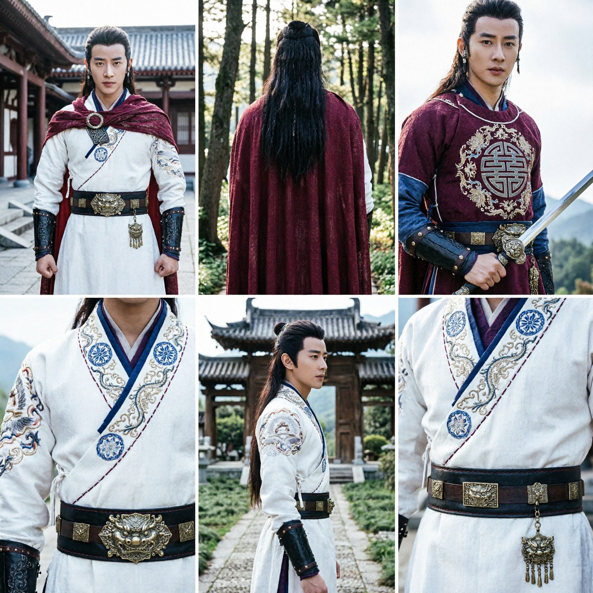 زي هانفو تقليدي صيني قديم للرجال لتمثيل شخصية مبارز السيف المحارب في الووشيا للعروض التنكرية - Asian Costume