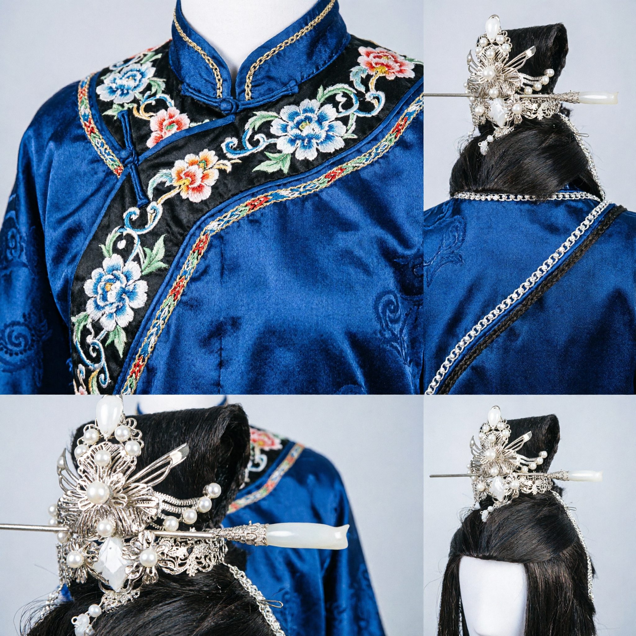 Grampo de Cabelo Tradicional Chinês Requintado Floral com Pérola Bastão de Cabelo Estilo Antigo Acessórios de Cabeça Hanfu para Mulheres - Asian Costume