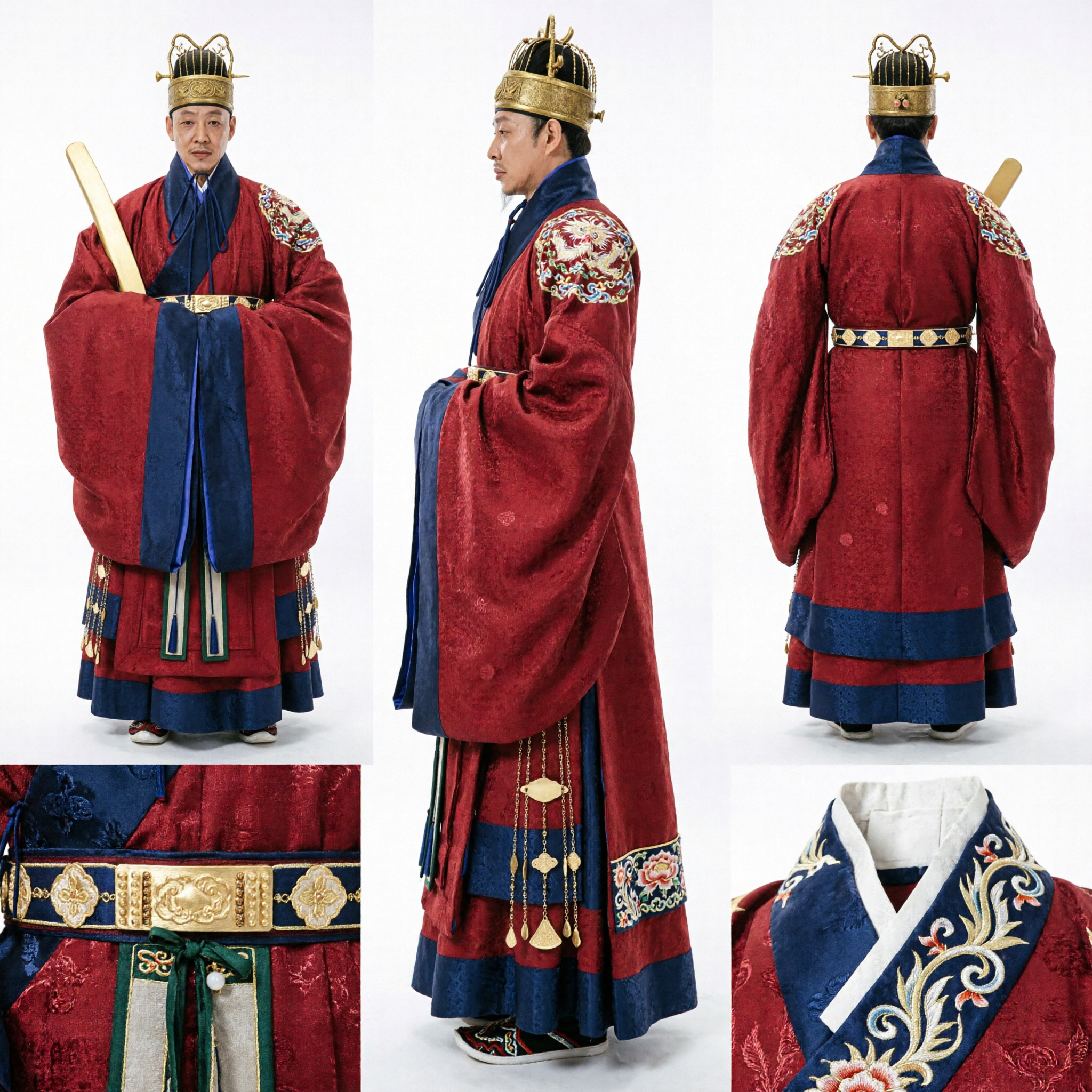 Mannen Oud-Chinese Premier Hanfu-kostuum Complete Set met Hoed en Tablet voor Cosplay - Asian Costume