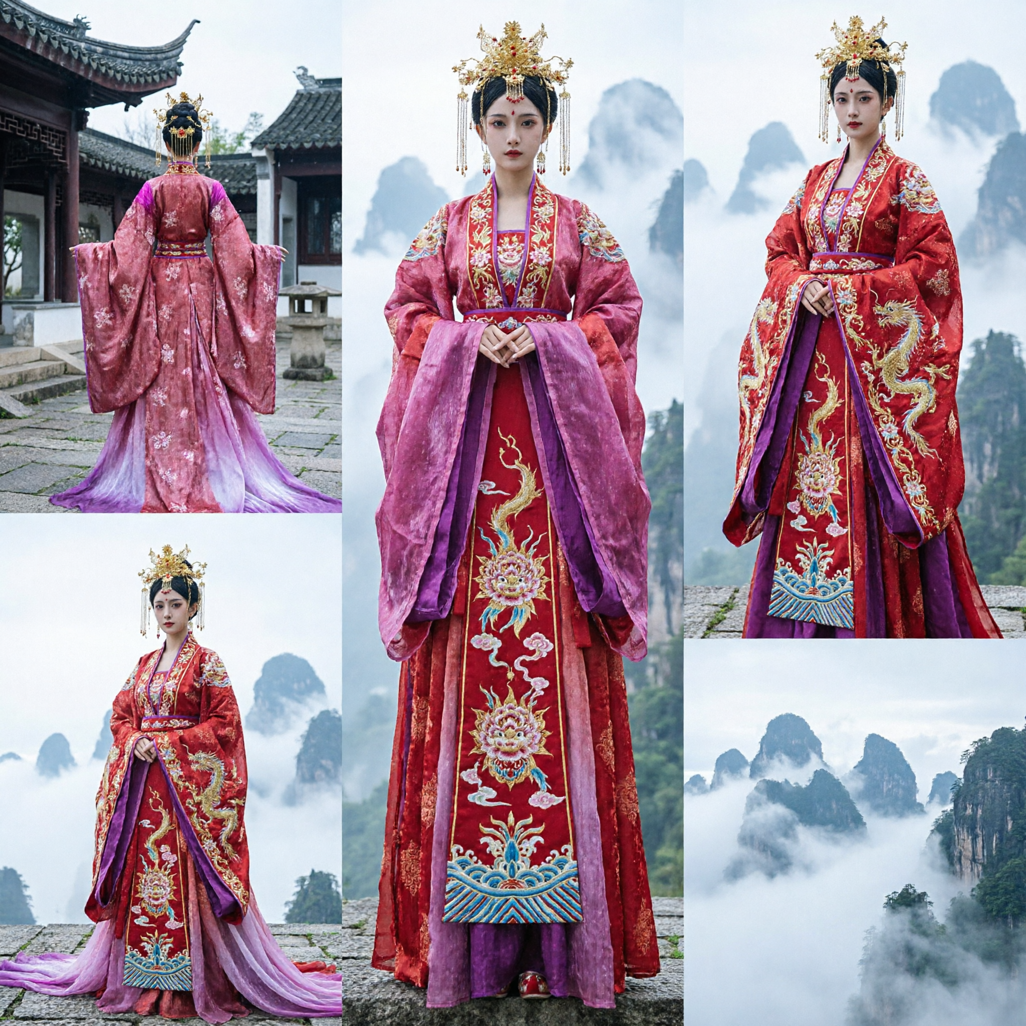 Elegancki różowo-fioletowy tradycyjny chiński Hanfu, starożytny kostium księżniczki wróżki do cosplayu dla kobiet - Asian Costume