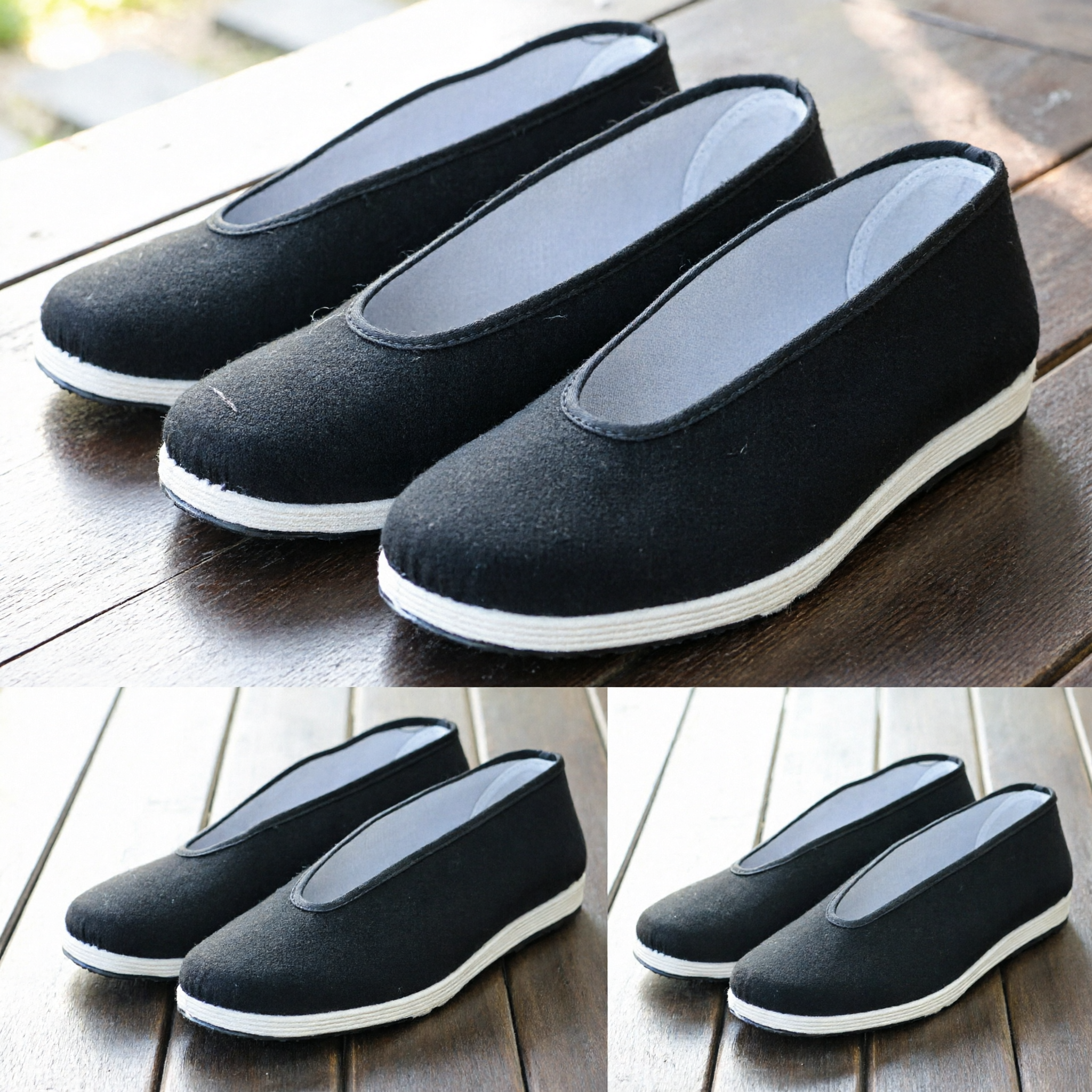 Sapatos de Pano Pretos Tradicionais Chineses para Kung Fu e Tai Chi, Tênis Slip-On para Homens e Mulheres - Asian Costume