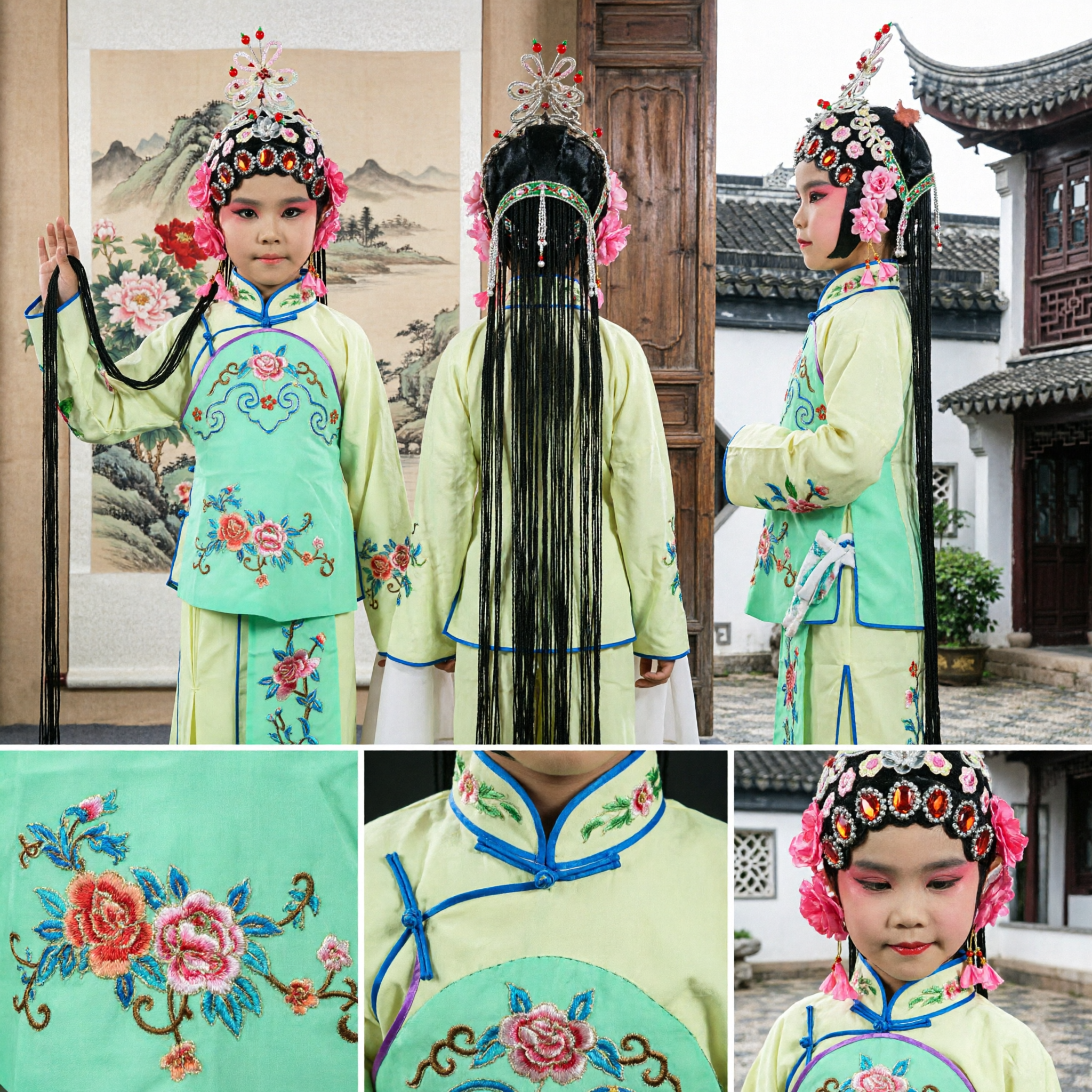 Tradycyjny chiński strój z opery pekińskiej dla dzieci, kompletny zestaw, strój sceniczny Hua Dan do przebierania - Asian Costume