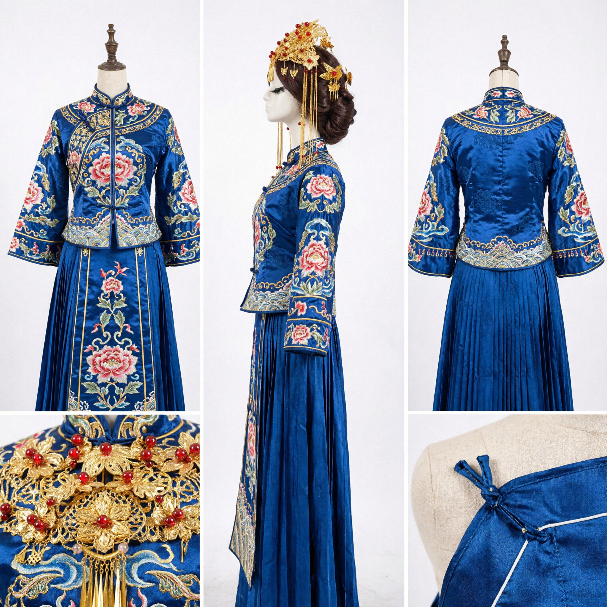 Tradycyjna chińska złota korona do włosów z motylem, starożytna ozdoba głowy panny młodej Hanfu na wesele, akcesorium Step Shake dla kobiet - Asian Costume