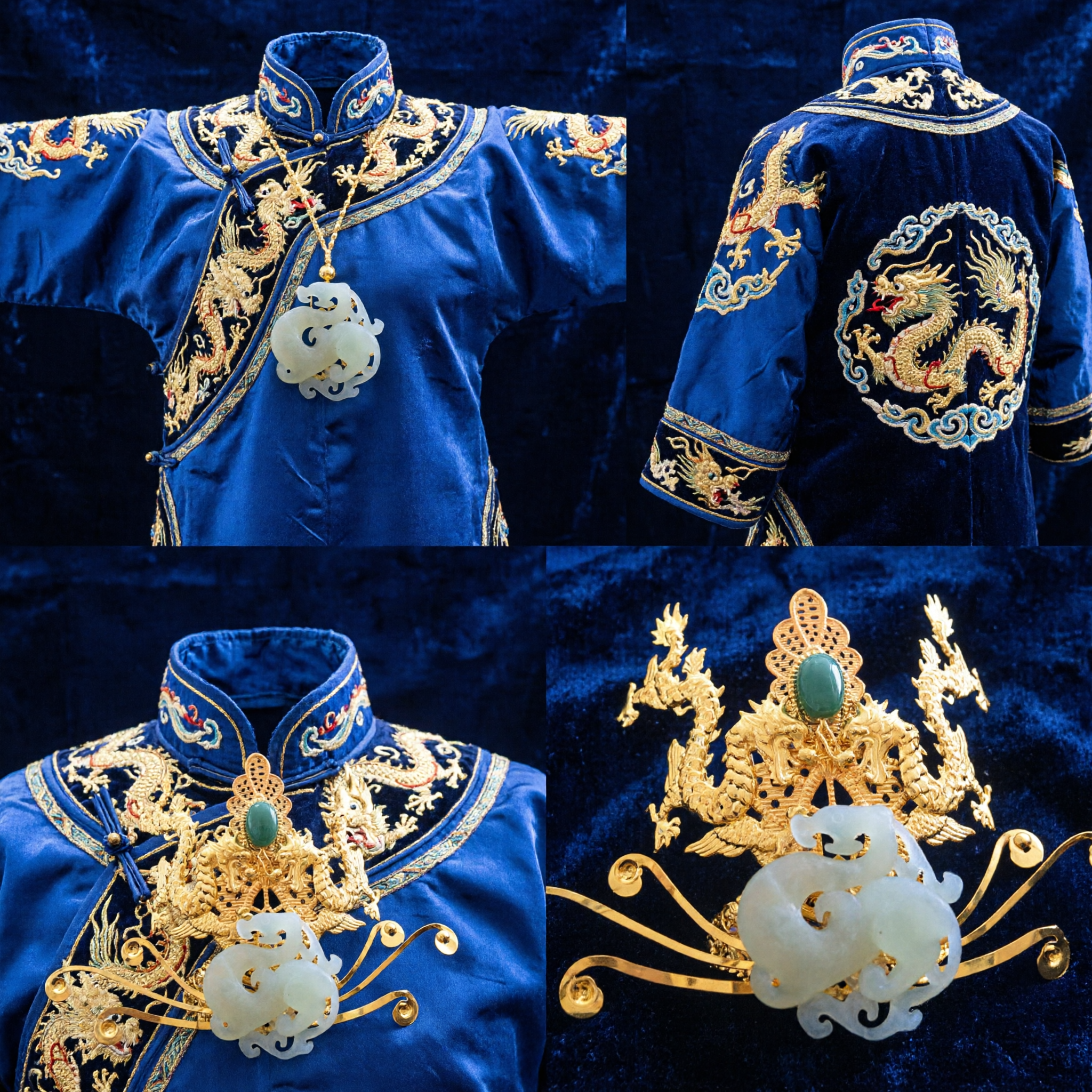 Corona de dragón dorada china tradicional para tocado Hanfu, accesorios para el cabello de boda antigua para mujeres y cosplay - Asian Costume