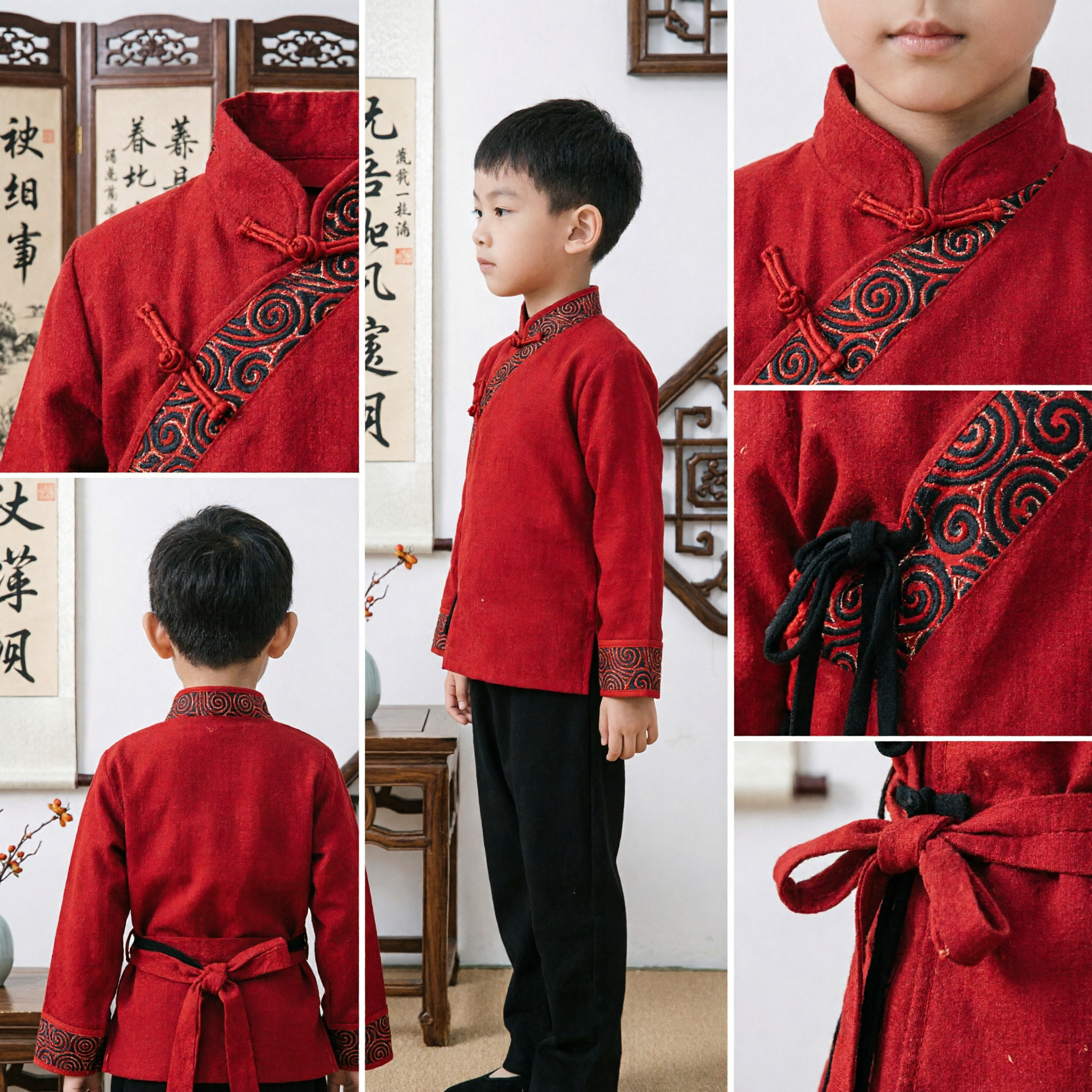 Traje tradicional chino rojo Tang para niños, uniforme de Kung Fu para actuaciones de artes marciales - Asian Costume