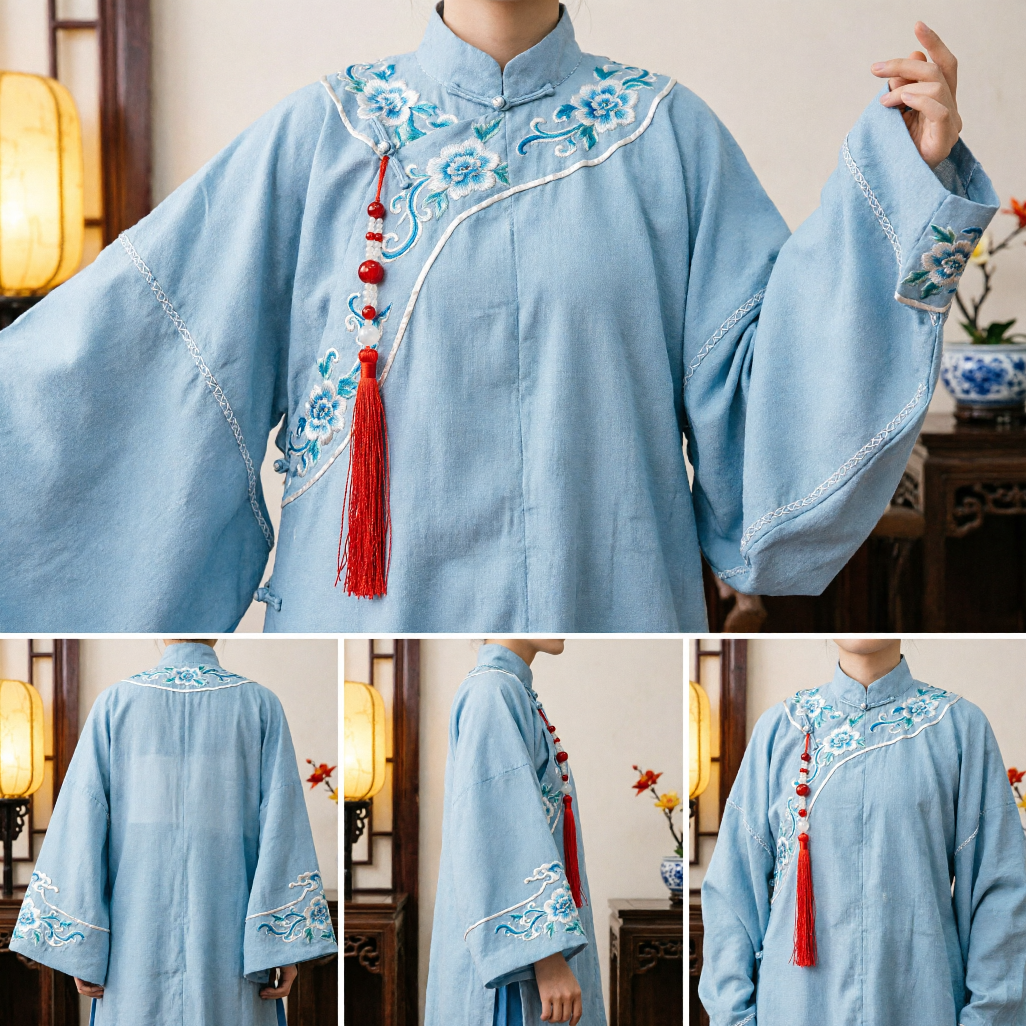 Traditioneel Chinese Gouden Haarnaald met Rode Kwasten en Parels Hanfu Haarstok voor Vrouwen Oud Paleis Trouw Accessoire - Asian Costume