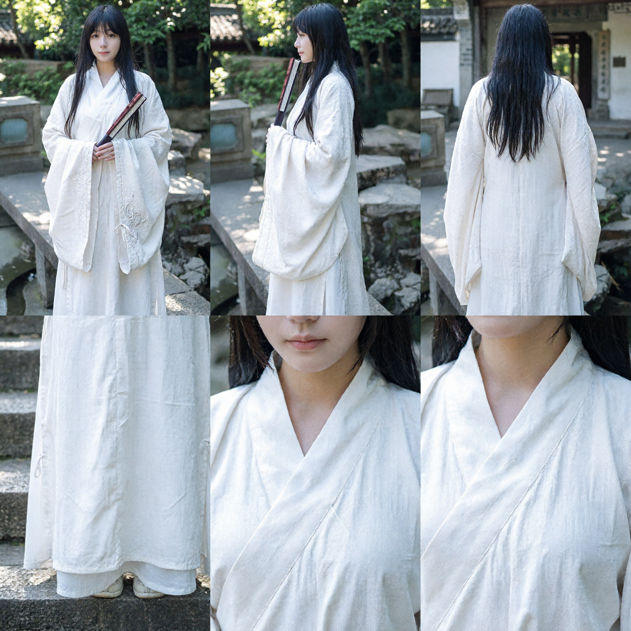 전통 중국식 화이트 한푸 의상 고대 무협 여검사 로브 여성 코스프레 공연복 - Asian Costume