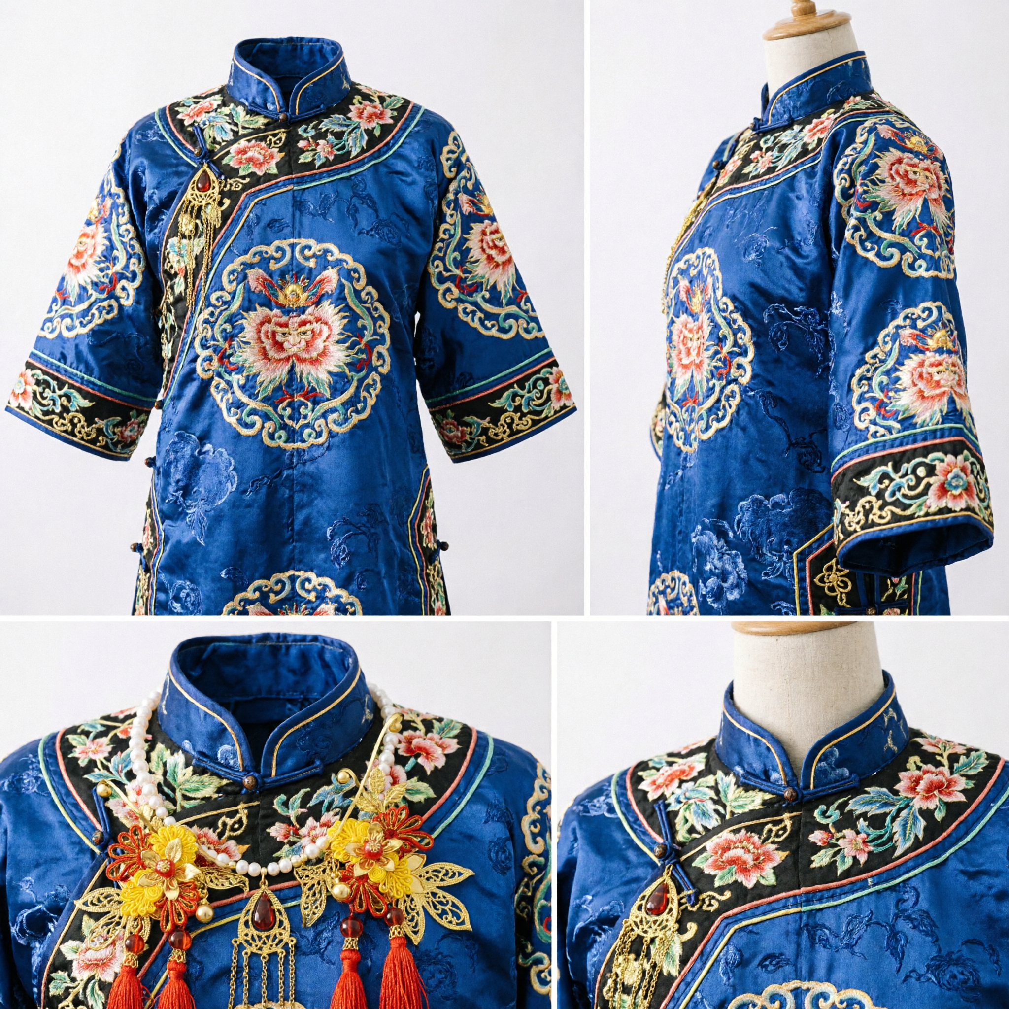 Acessórios de Cabelo Tradicionais Chineses Hanfu - Coroa Antiga de Fênix em Filigrana Dourada com Franjas Vermelhas para Mulheres - Asian Costume