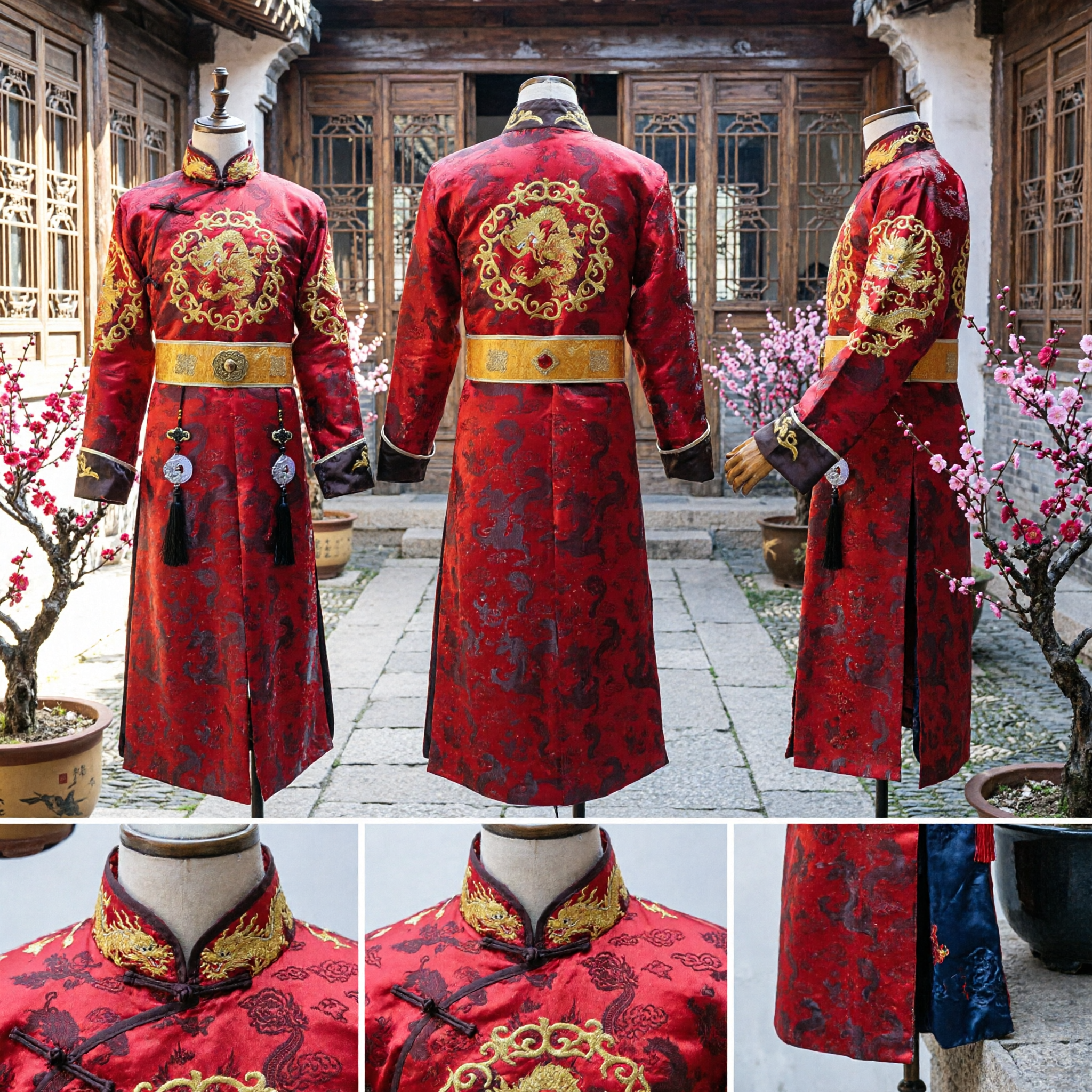 Men's Traditional Chinese Red Dragon Robe Jinyiwei Imperial Guard Costume for Cosplay and Stage Performance - Asian Costume