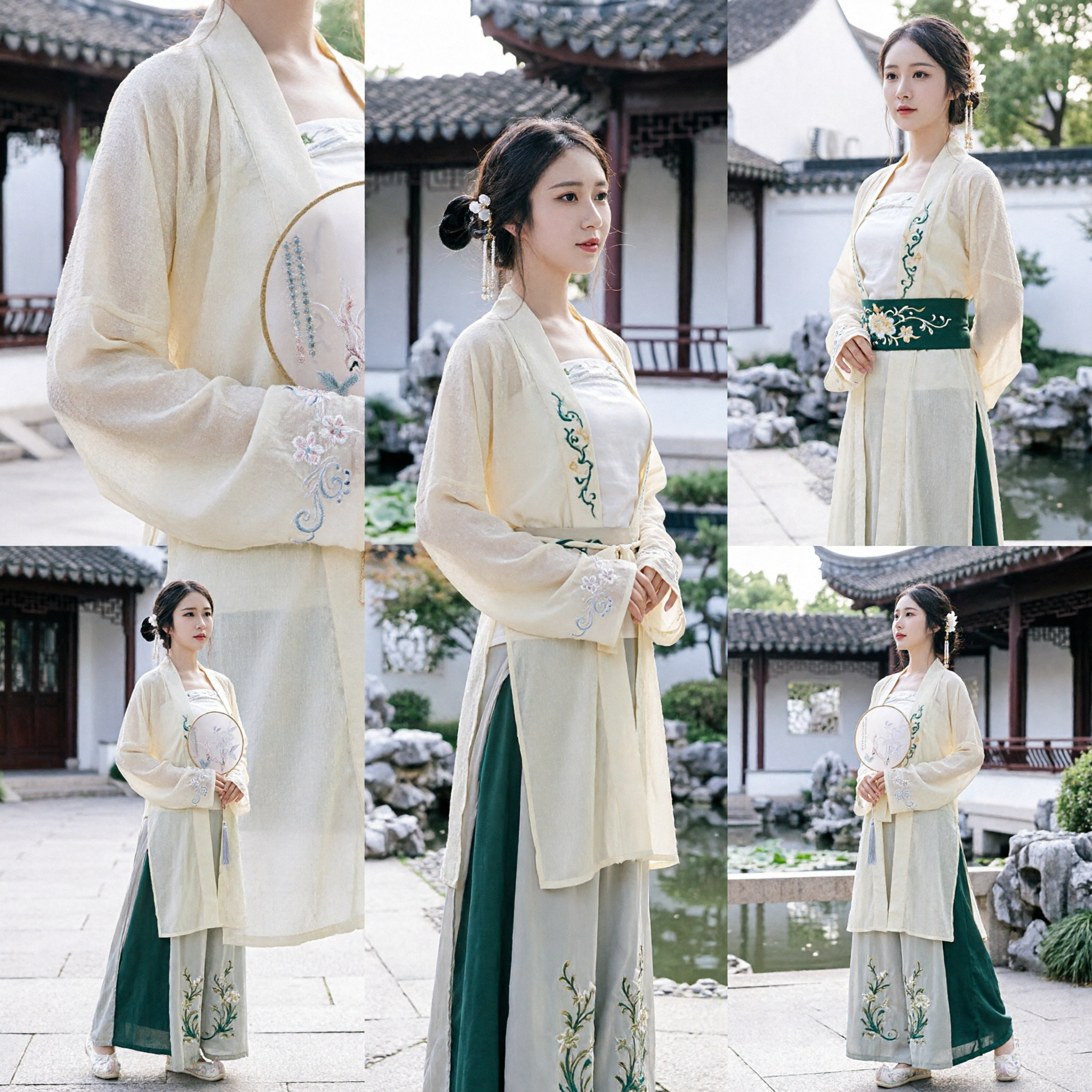 Vêtement Hanfu Chinois Traditionnel pour Femmes Style Dynastie Song Ensemble Jupe Brodée Costume Ancien pour Photographie - Asian Costume