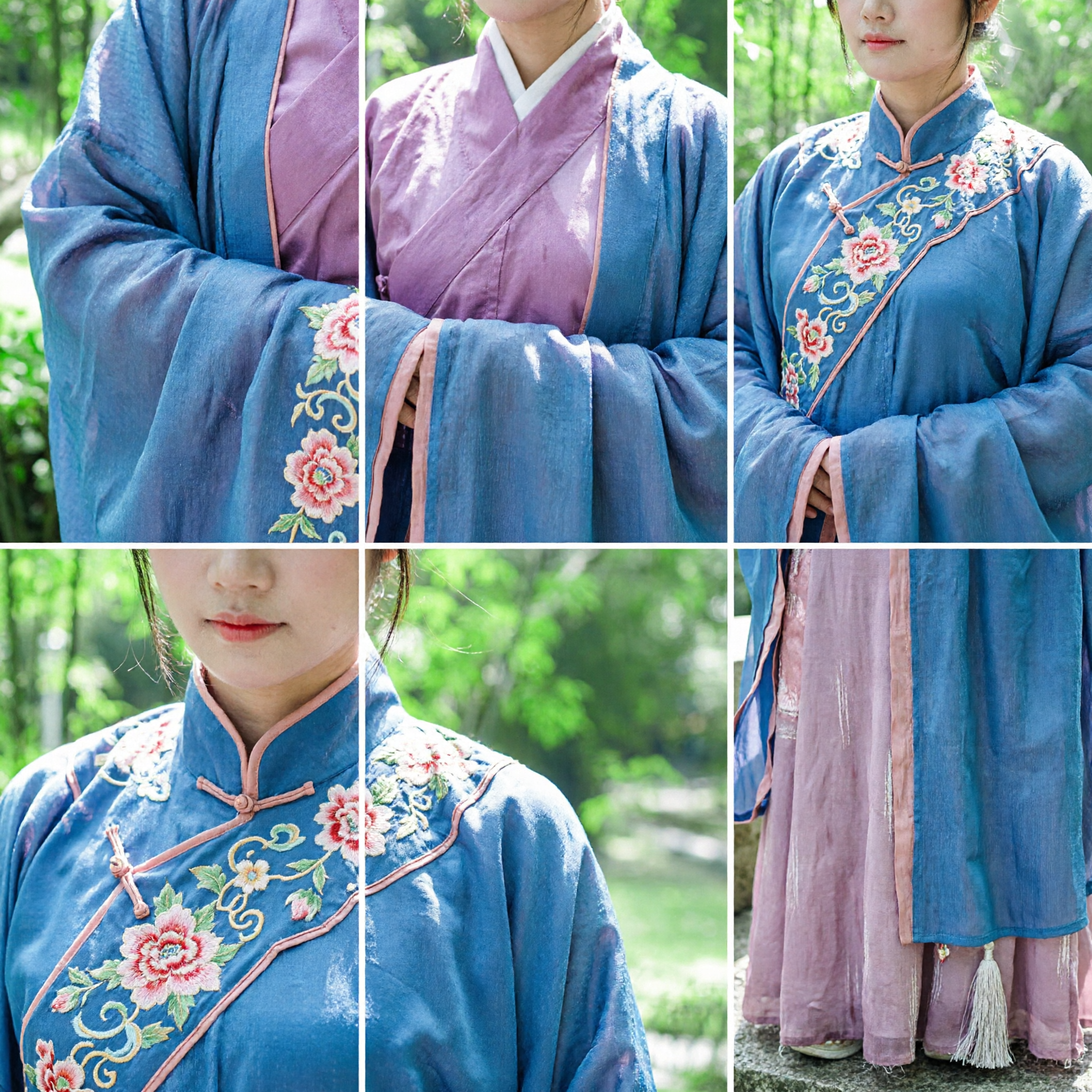 Elegant Traditioneel Chinees Hanfu Oud Kostuum Blauwe Gewaad en Roze Rok voor Vrouwen Cosplay Fotografie - Asian Costume