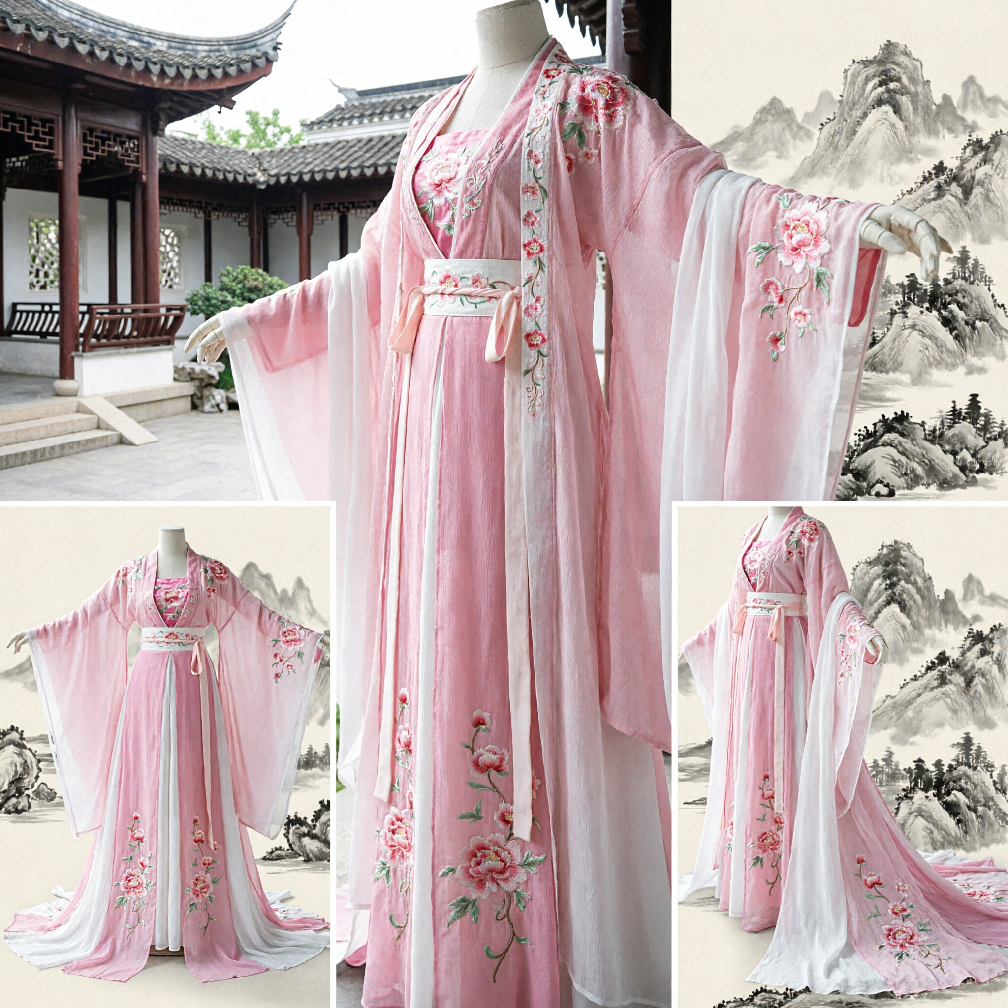 Hanfu traditionnel chinois, robe ancienne de princesse rose et blanche pour femmes, spectacle sur scène et cosplay - Asian Costume