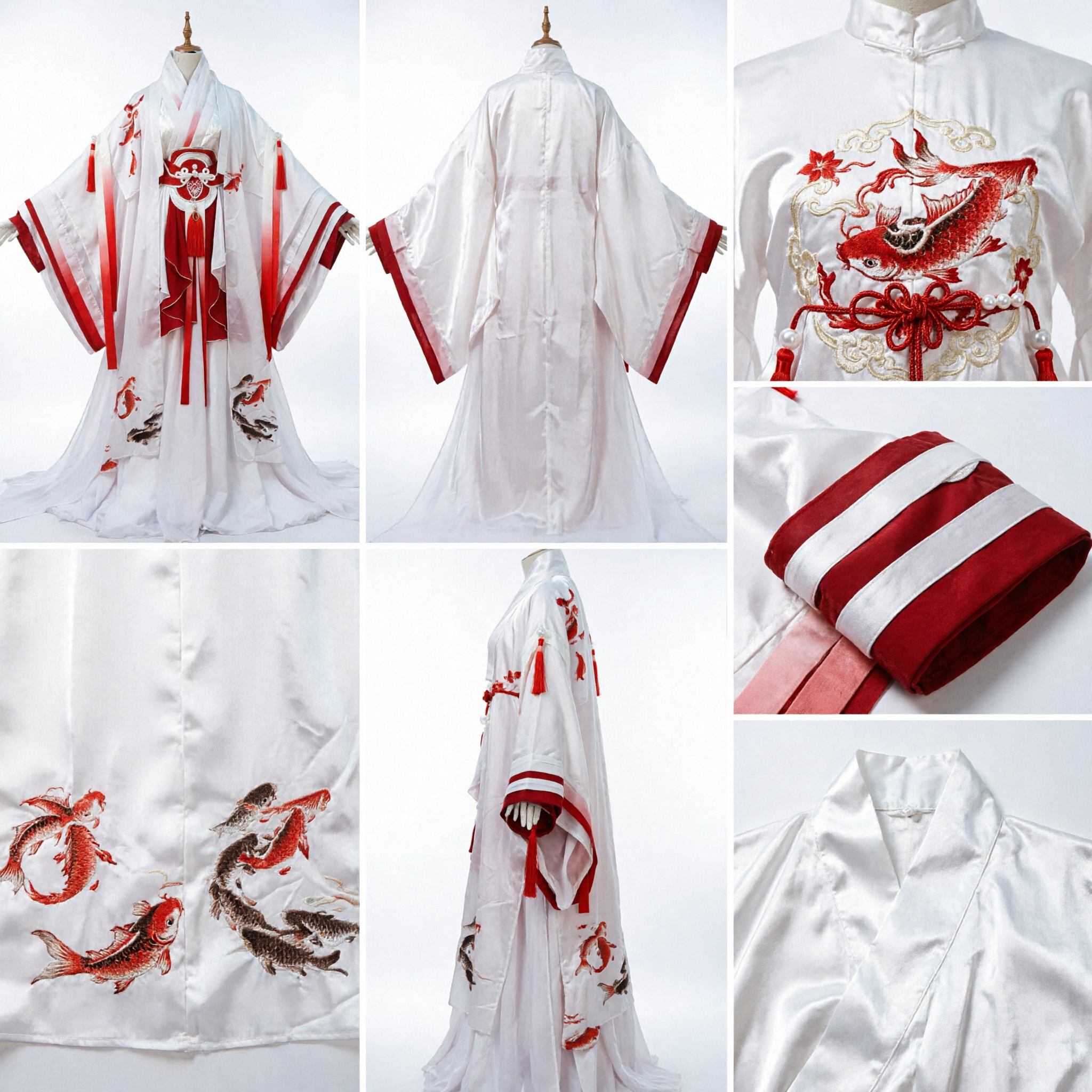 Elegante Traje de Fada Antigo Hanfu Chinês em Gradiente Branco e Vermelho Tradicional para Cosplay Feminino - Asian Costume