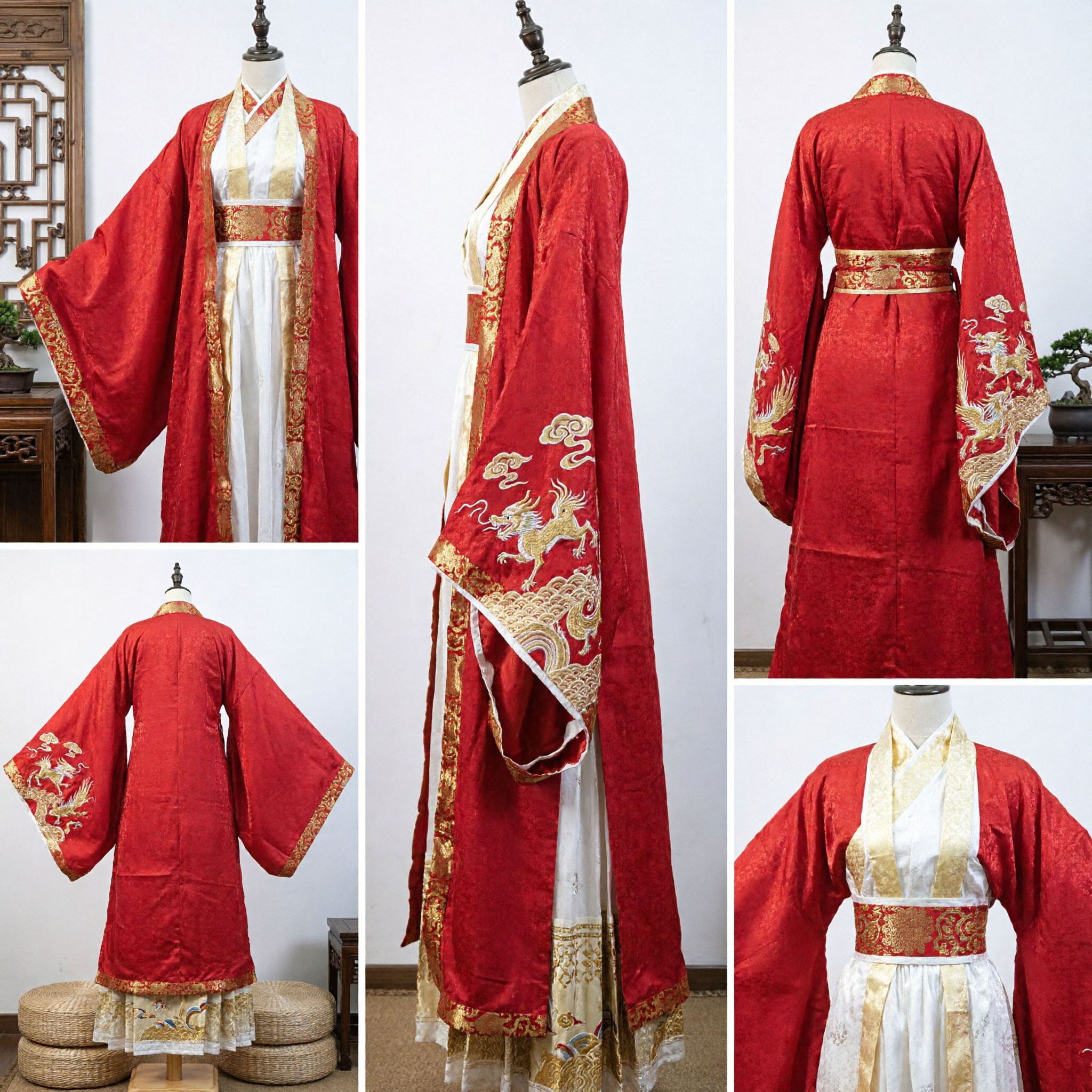 Elegante Costume Hanfu Tradizionale Cinese Rosso Abito da Sposa Stile Dinastia Tang per Donne Cosplay - Asian Costume