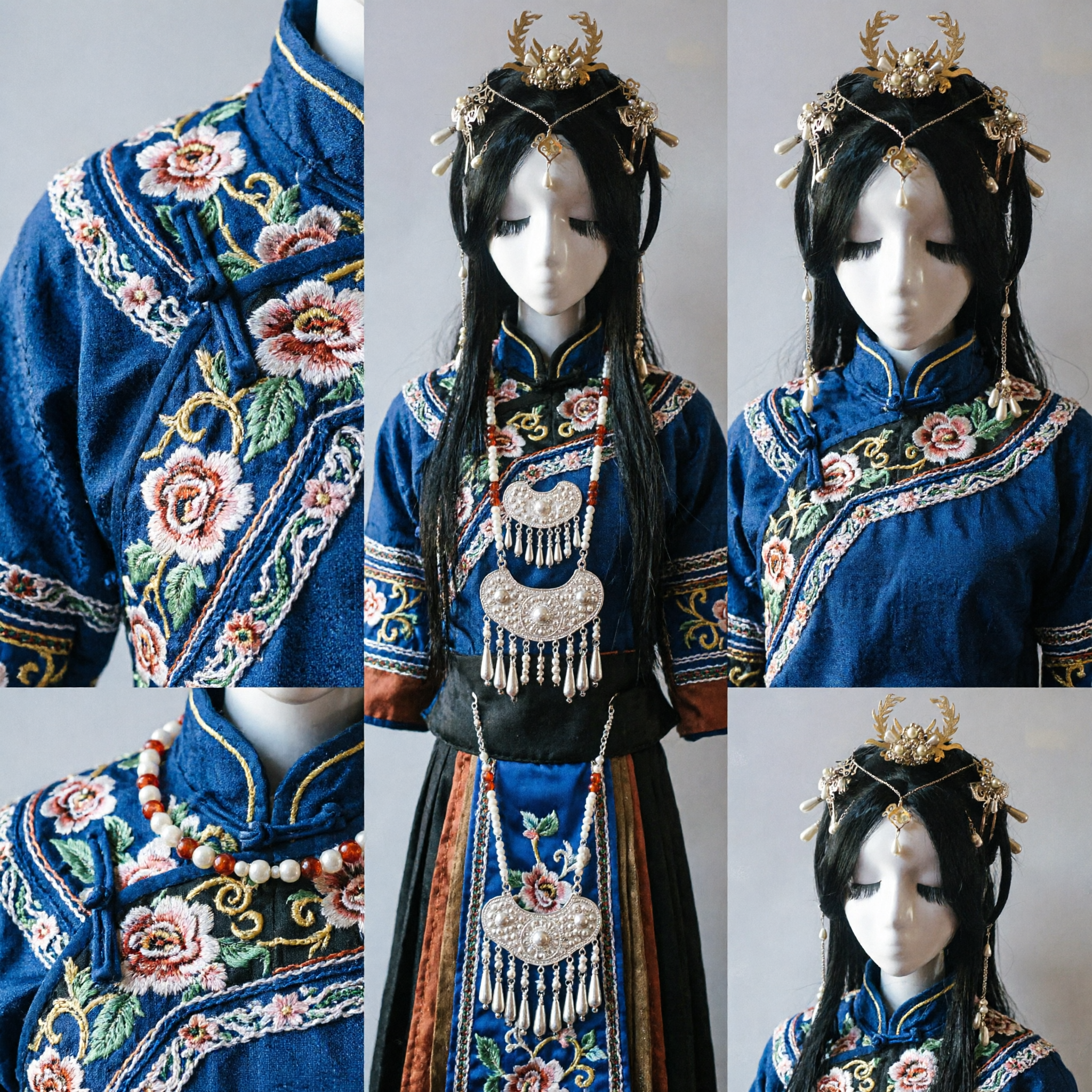Acessórios de Cabelo Hanfu Tradicionais Chineses Exquisitos, Peça de Cabeça Dourada com Pérolas de Princesa Antiga para Casamento e Cosplay - Asian Costume