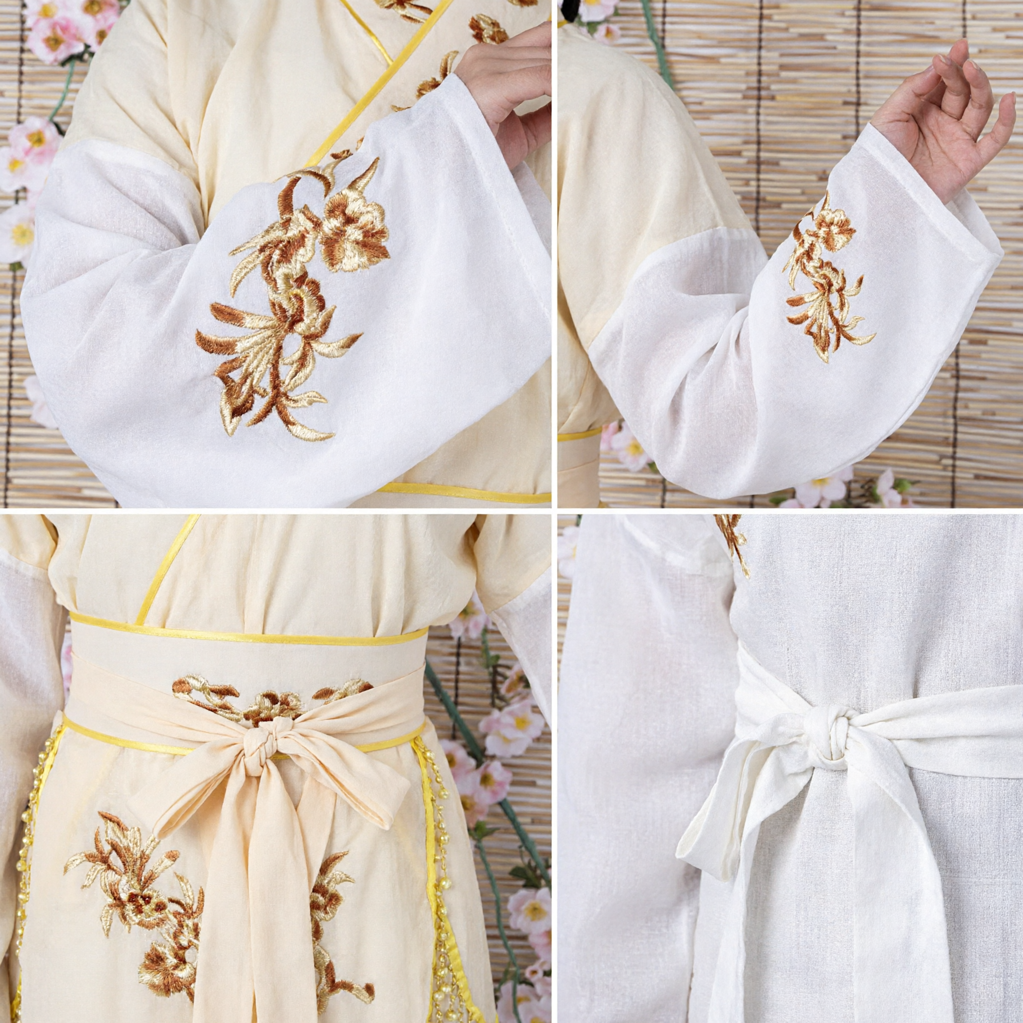 Costume Hanfu chinois traditionnel élégant, robe ancienne jaune brodée pour femmes, cosplay et spectacle sur scène - Asian Costume