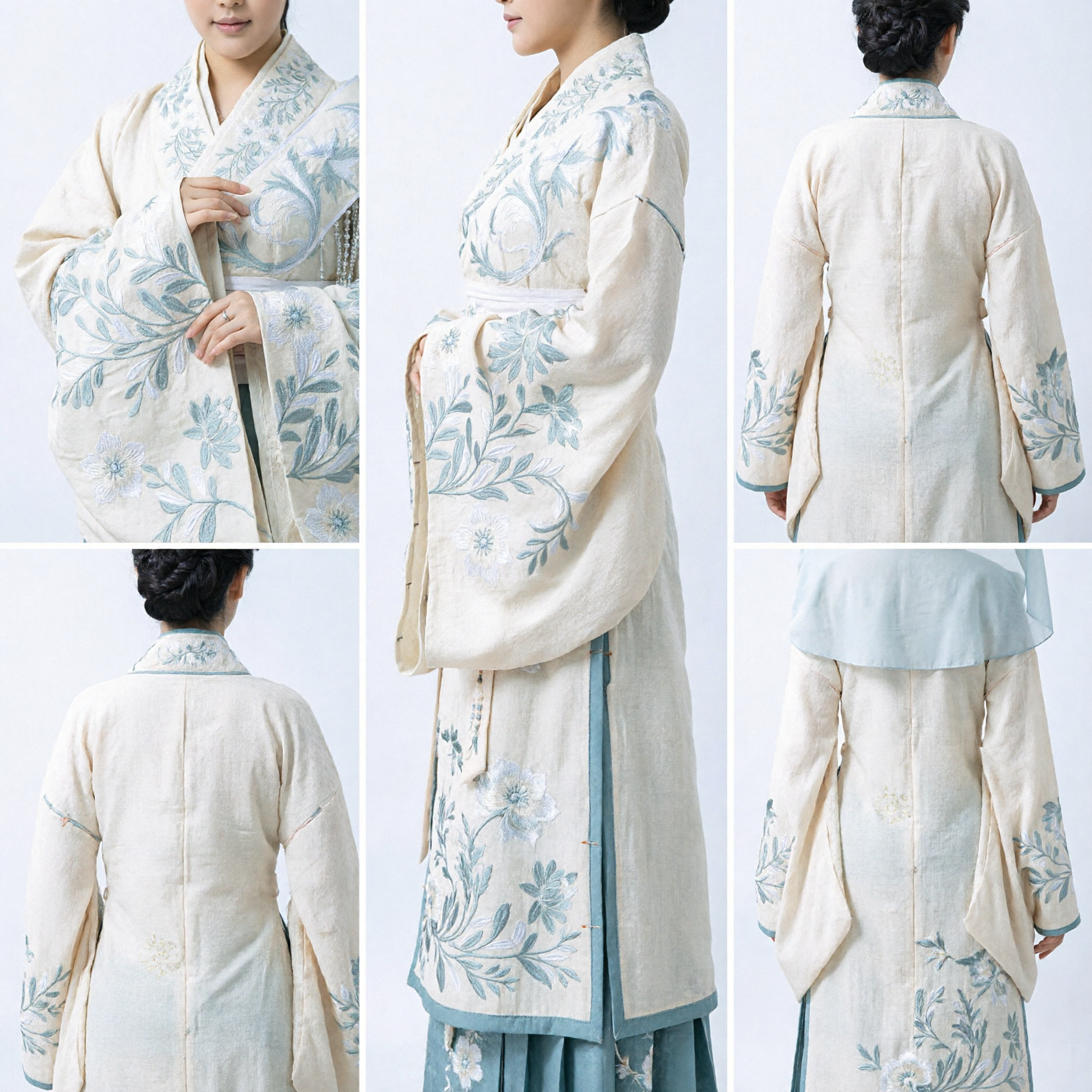 Traditional Chinese Hanfu Ancient Costume Embroidered Floral Dress for Women Historical Cosplay Photography - Asian Costume