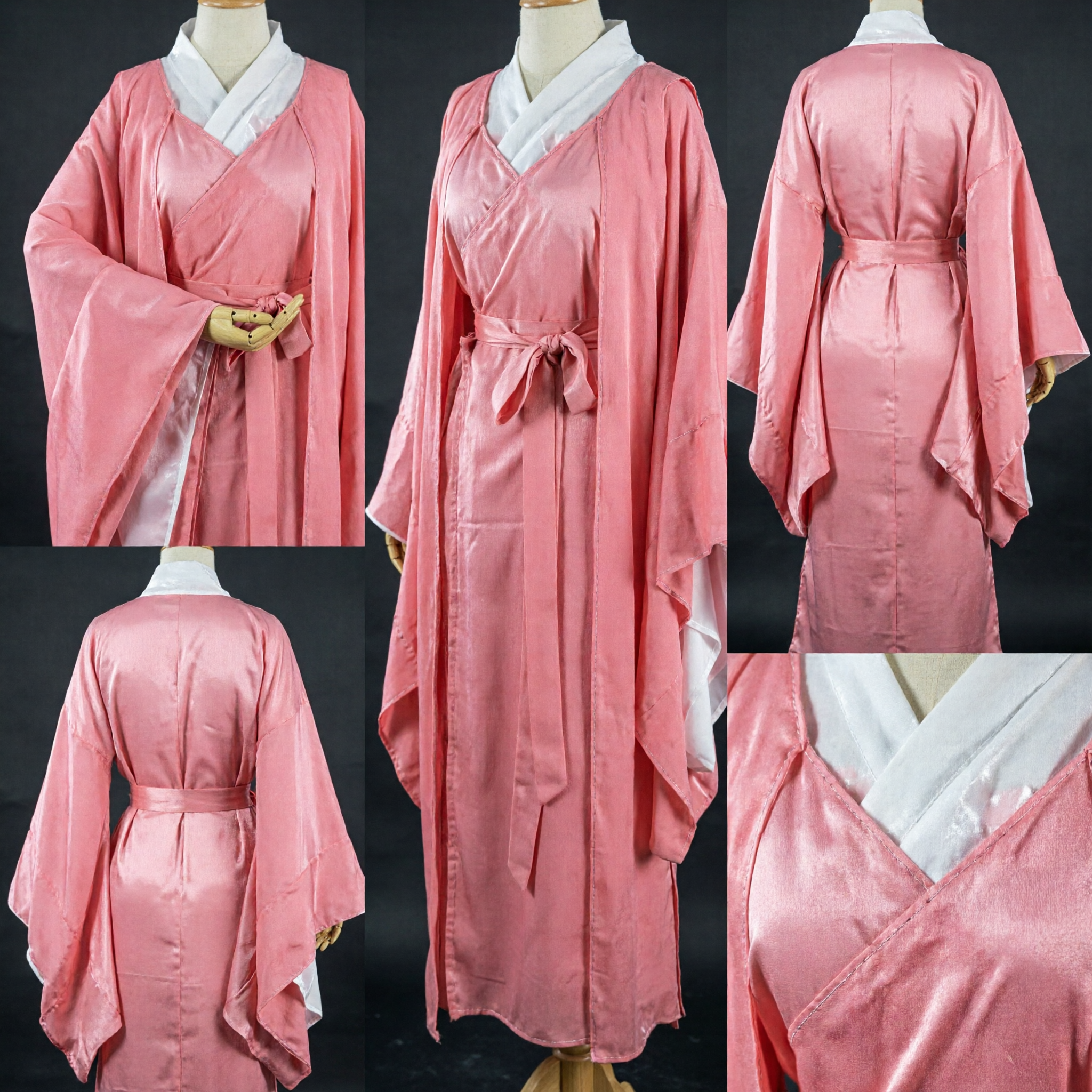 Túnica Tradicional China Hanfu Rosa Traje Antiguo Cuello Cruzado Manga Ancha para Hombres y Mujeres Cosplay y Representación - Asian Costume