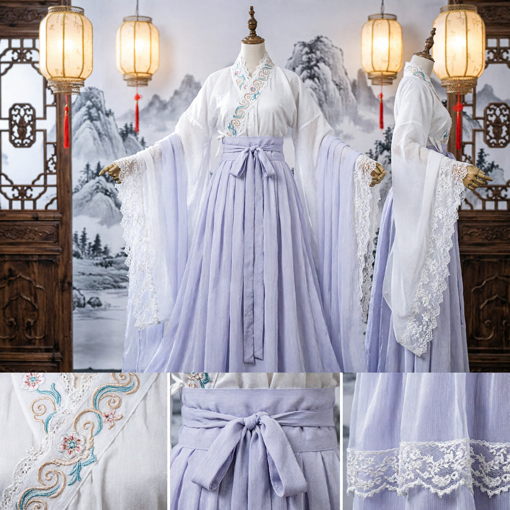 Vestido de Diosa Hada Antiguo Hanfu Blanco Elegante Traje Tradicional Chino para Fotografía y Cosplay de Mujeres - Asian Costume