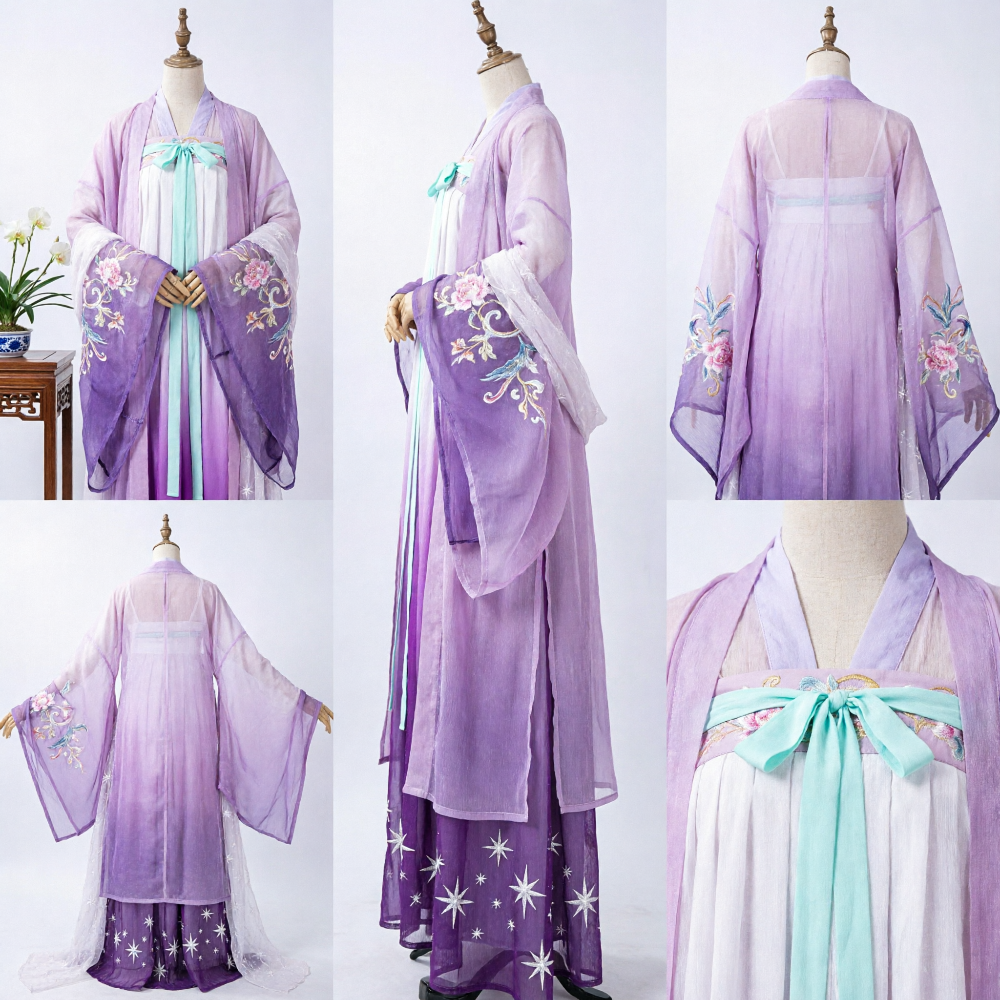 Традиционный китайский ханьфу с фиолетовым градиентом, платье феи, древний костюм для женщин, косплей, сценическое выступление - Asian Costume