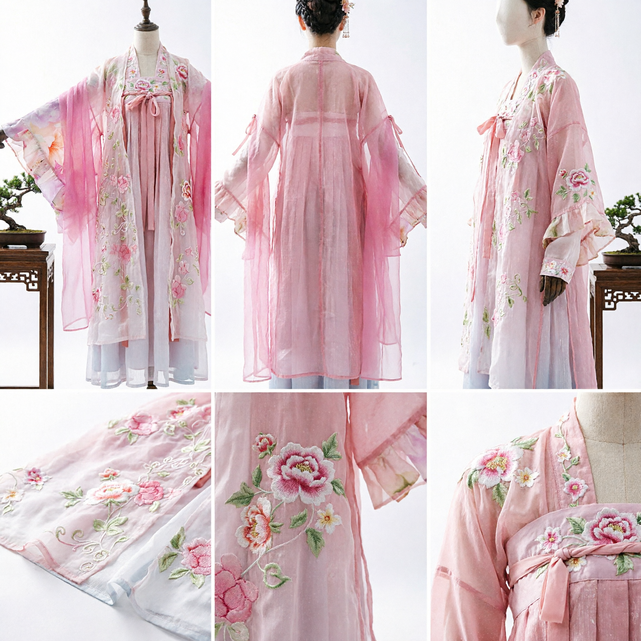 Costume ancien traditionnel chinois Hanfu élégant rose floral pour femmes, robe de fée pour cosplay et spectacle - Asian Costume