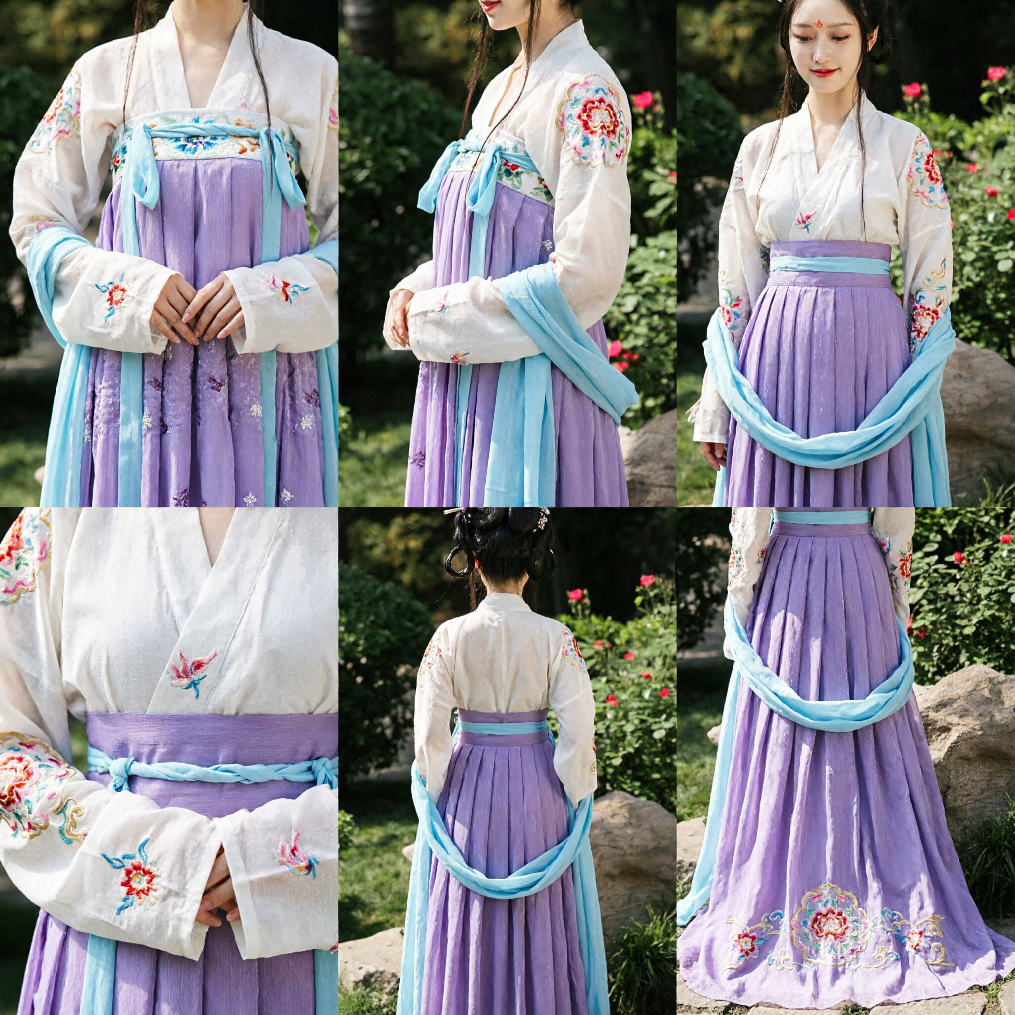 Traditionelles chinesisches Hanfu-Kostüm, lila-verlaufender Rock, besticktes Feenkleid, antike Kleidung für Frauen-Bühnenshows - Asian Costume