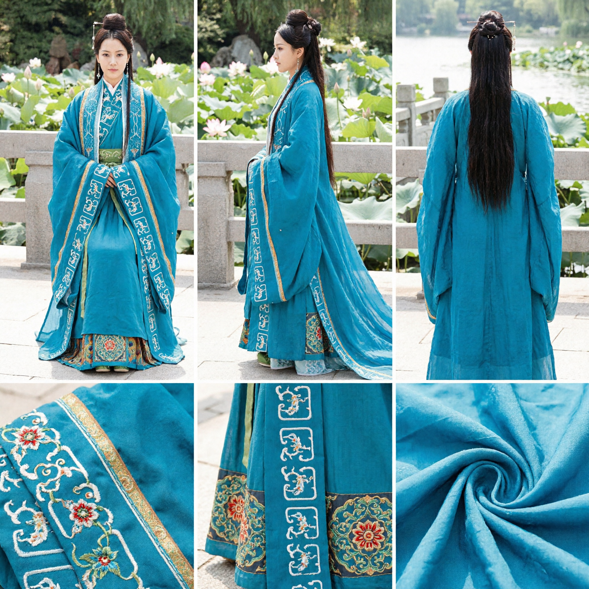 Costume traditionnel bleu ancien de princesse Hanfu chinoise, robe de palais brodée pour femmes cosplay - Asian Costume