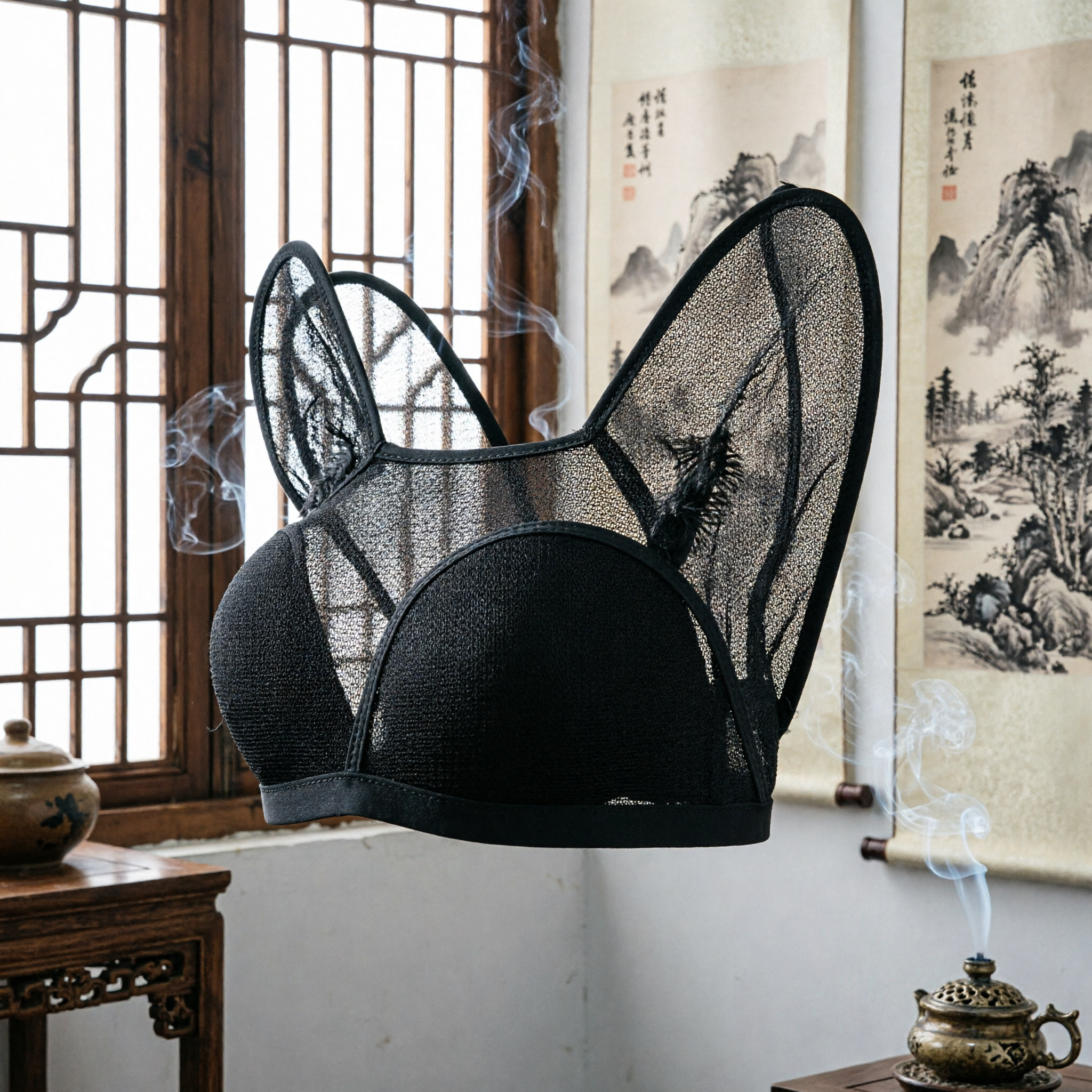 Chapéu de Gaze Preto de Estudioso Antigo Tradicional Chinês - Chapéu Oficial para Traje Hanfu, Cosplay Masculino - Asian Costume