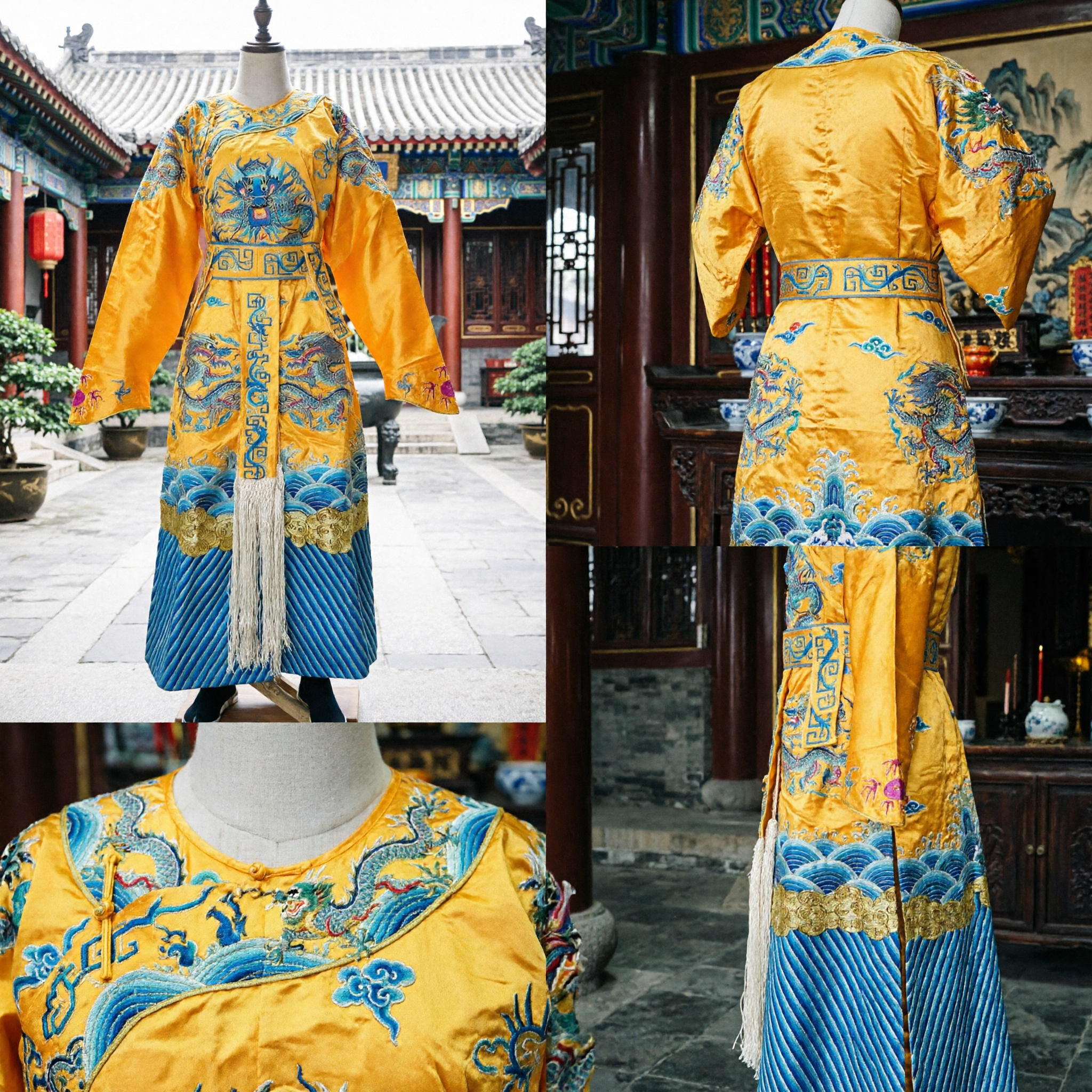 Traditioneel Chinese Gele Drakenmantel Oud Keizerskostuum Podiumoptreden Cosplay Kleding voor Mannen - Asian Costume