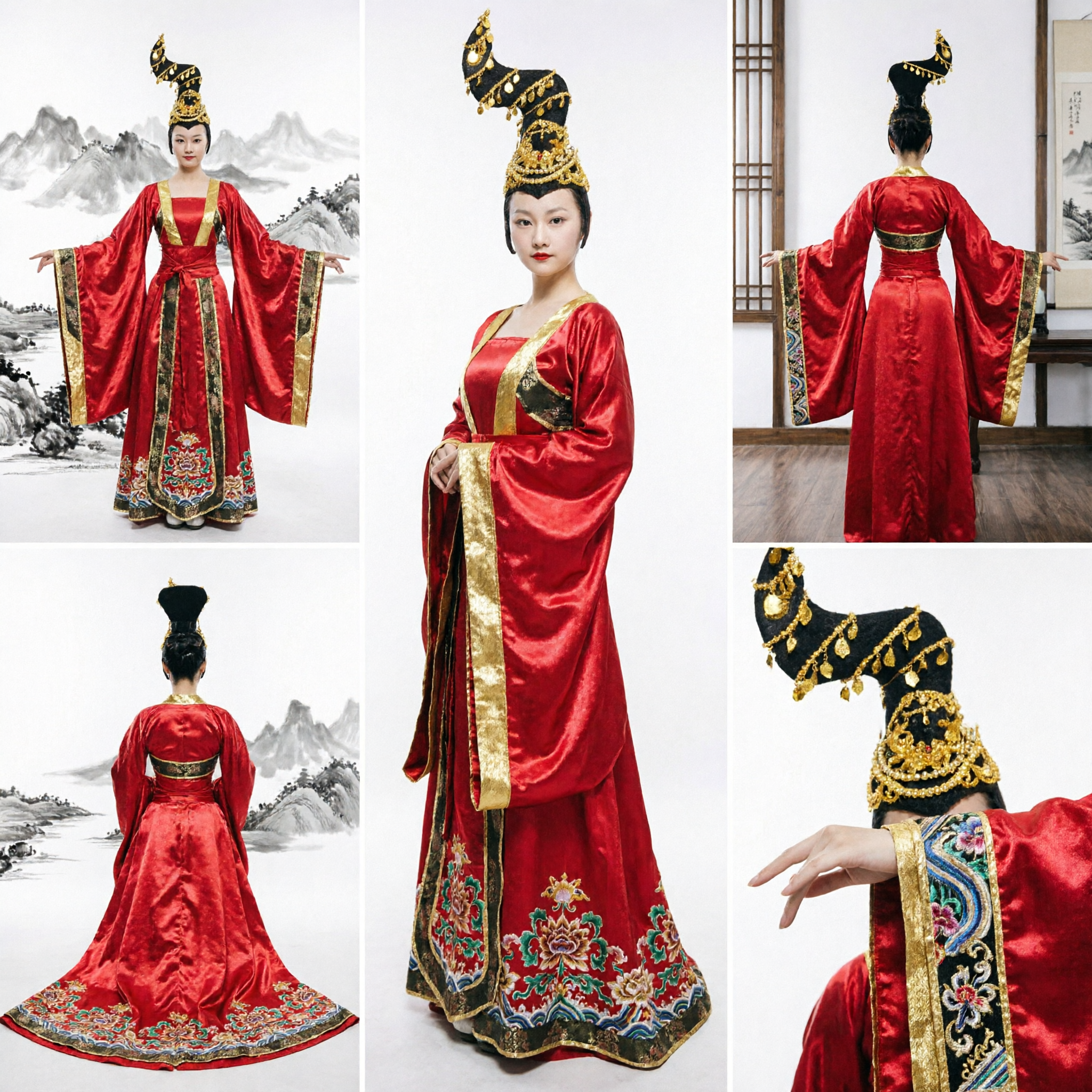 Robe Hanfu Rouge de la Dynastie Tang pour Femmes, Costume Traditionnel Chinois Ancien de Danse du Palais, Tenue de Spectacle - Asian Costume