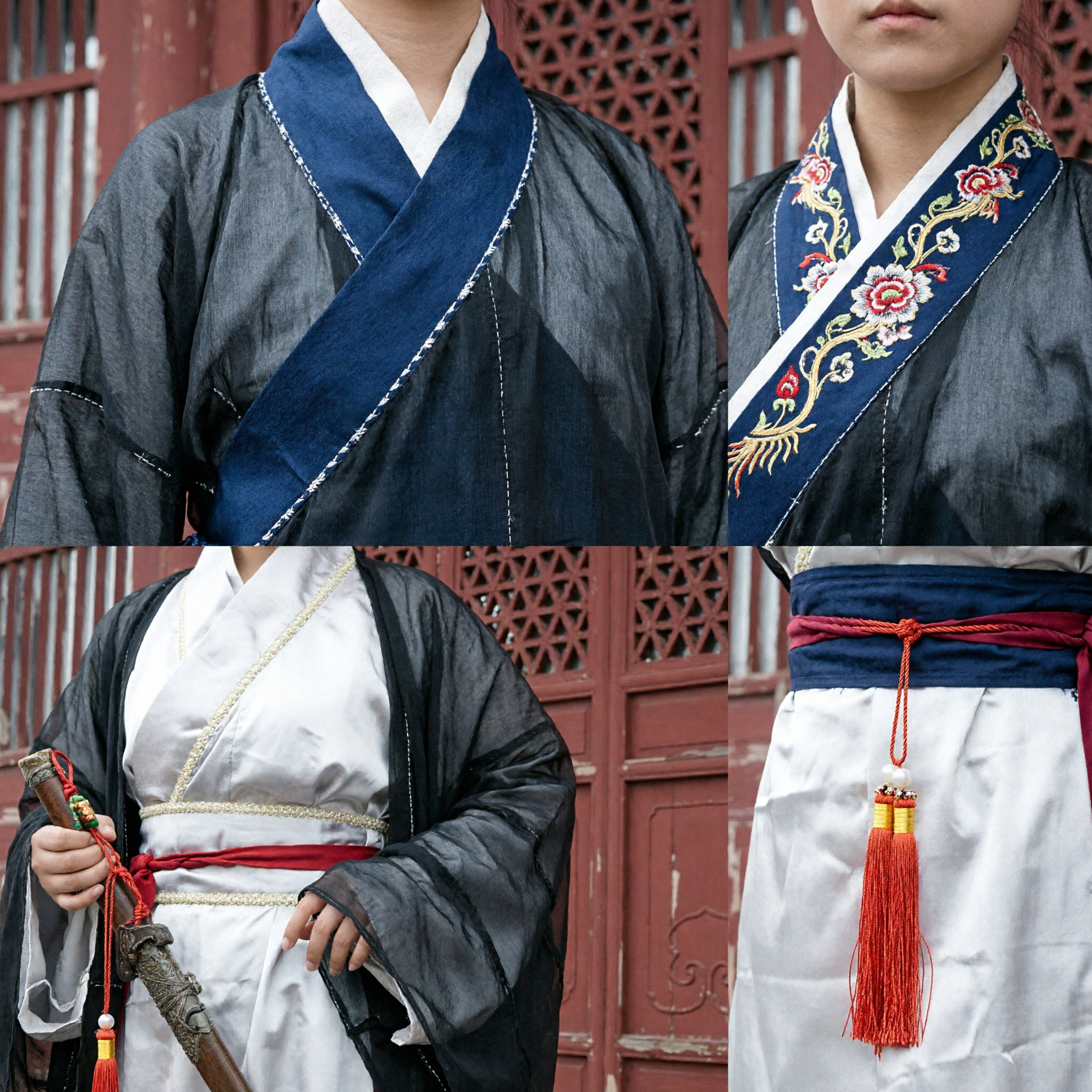 Traditional Chinese Wuxia Swordswoman Hanfu Costume Black and White Martial Arts Cosplay Outfit for Women - Asian Costume